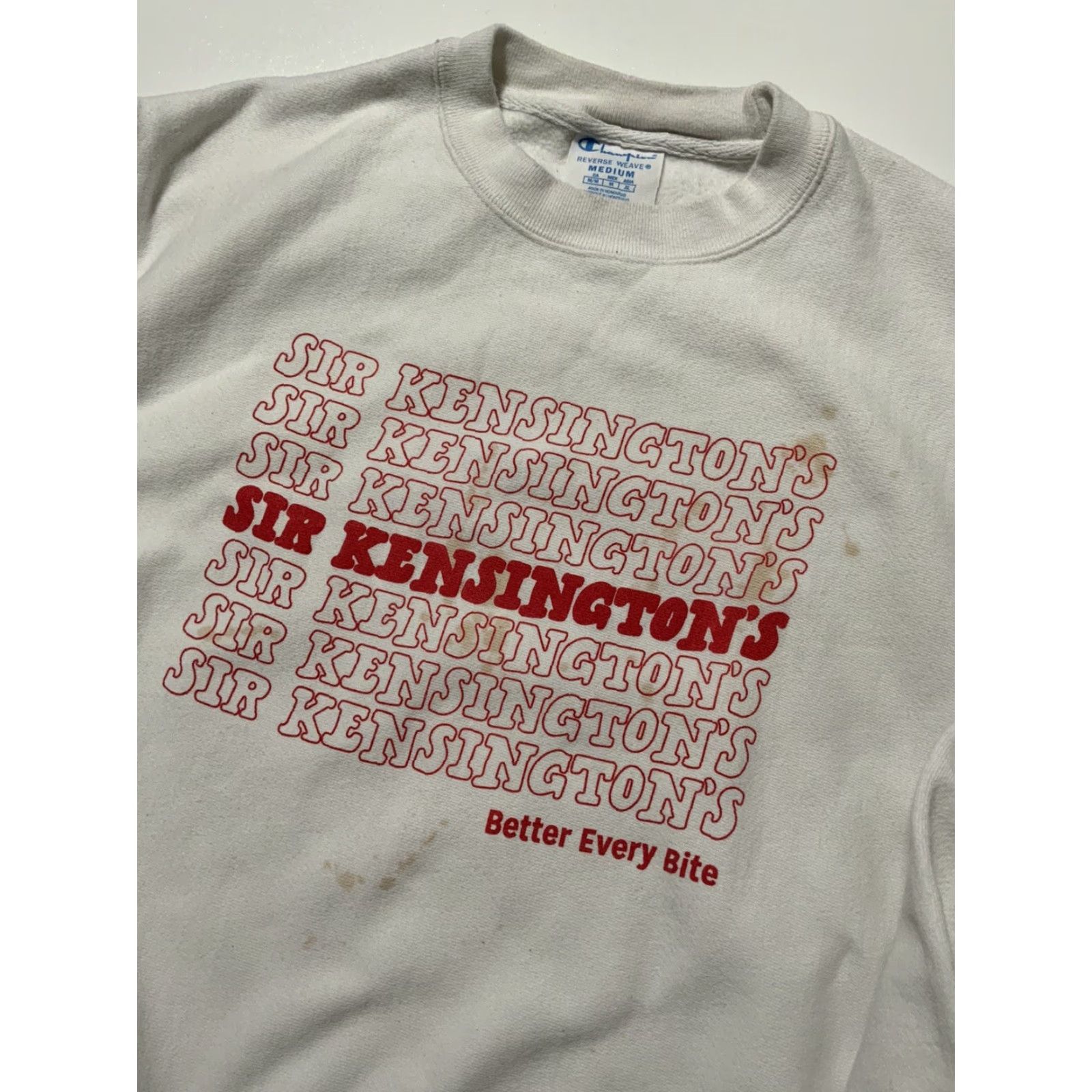 Champion Champion Reverse Weave Sir Kensington’s Better Every Bite Crewneck Sweatshirt M White Mens Sweatshirt Reversible Pullover Vintage? Size US M / EU 48-50 / 2 - 3 Thumbnail