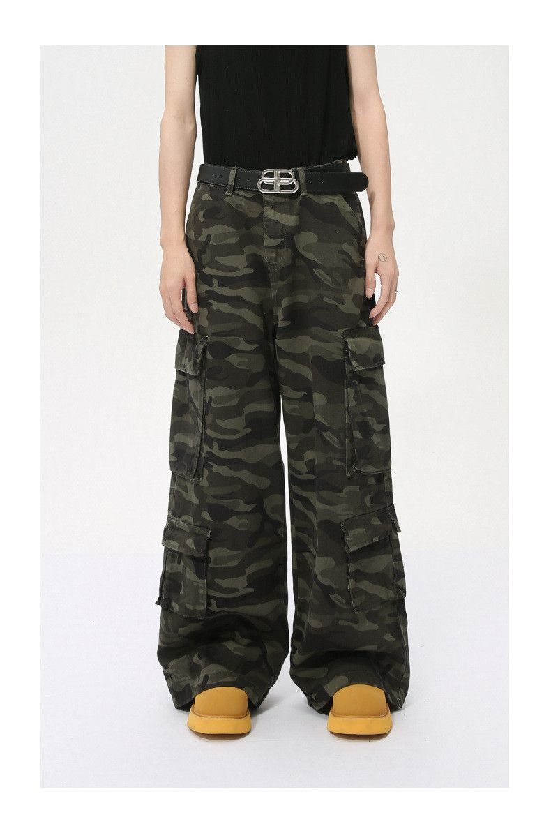Japanese Brand × Jean Camouflage Multi-Pocket Wide-Leg Straight Washed Jeans Size US 32 / EU 48 - 1 Thumbnail