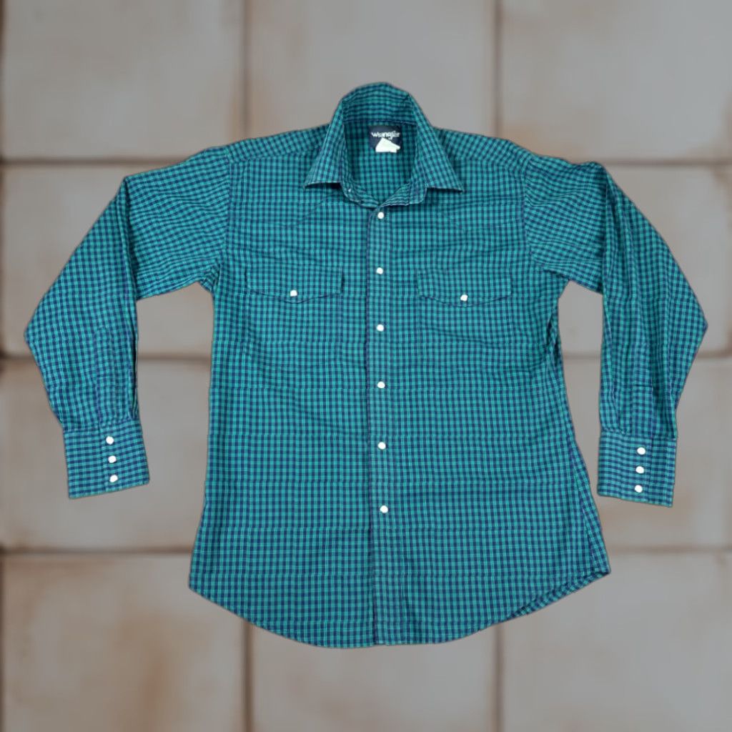 Wrangler VINTAGE Wrangler Western Shirt Adult LARGE Green Blue Black Watch Plaid Snap 90s Wrangler Shirt Adult LARGE Green Blue Black Watch Plaid Snap 90s Size US L / EU 52-54 / 3 - 1 Thumbnail