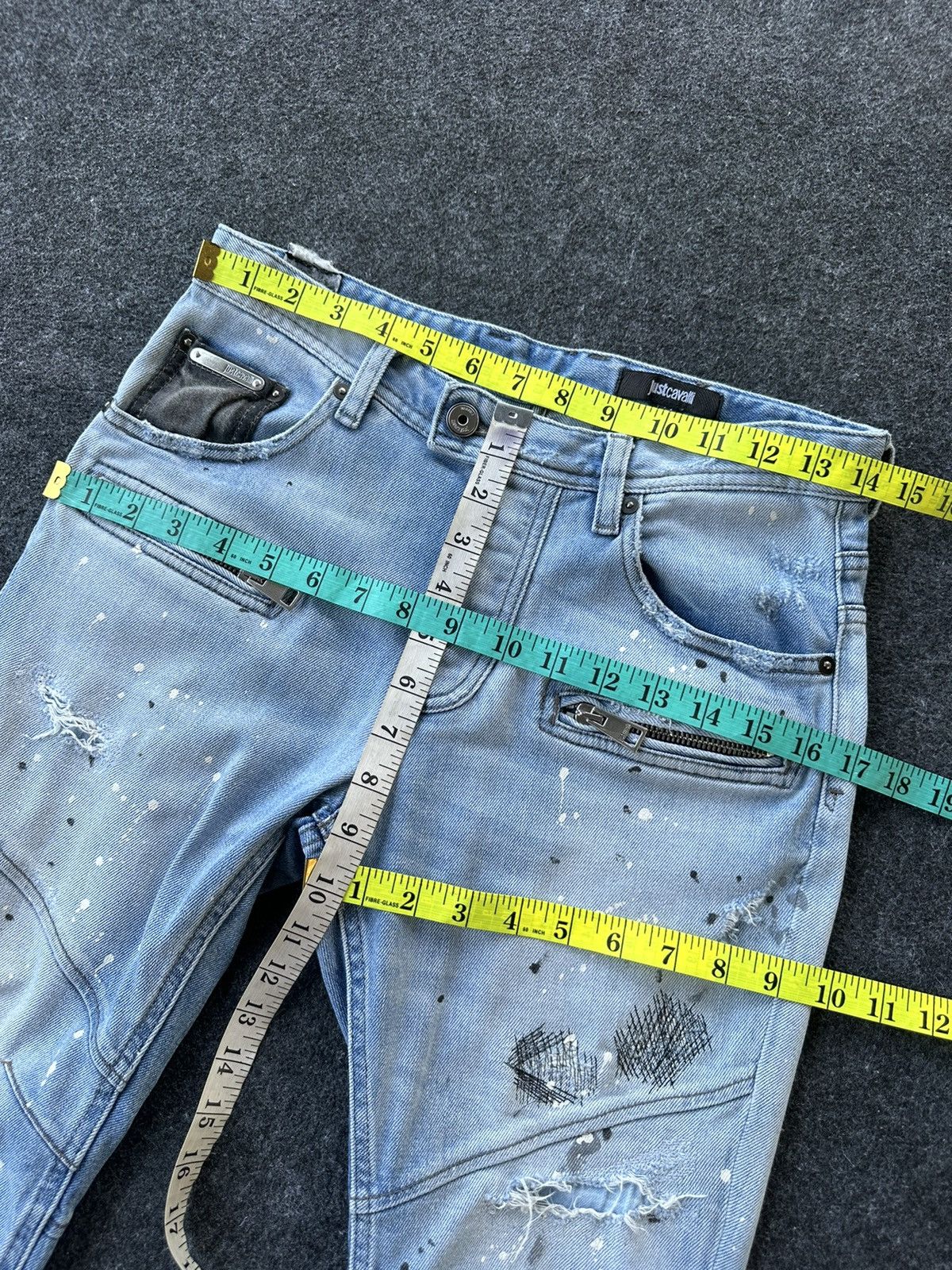Just Cavalli Thrashed Paint Splatter Distressed Skinny D288
