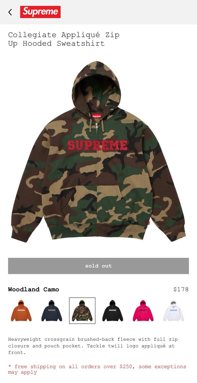 Pre-owned Supreme Suprme Collegiate Applique Zip Up Hooded Swetshirt In Multi