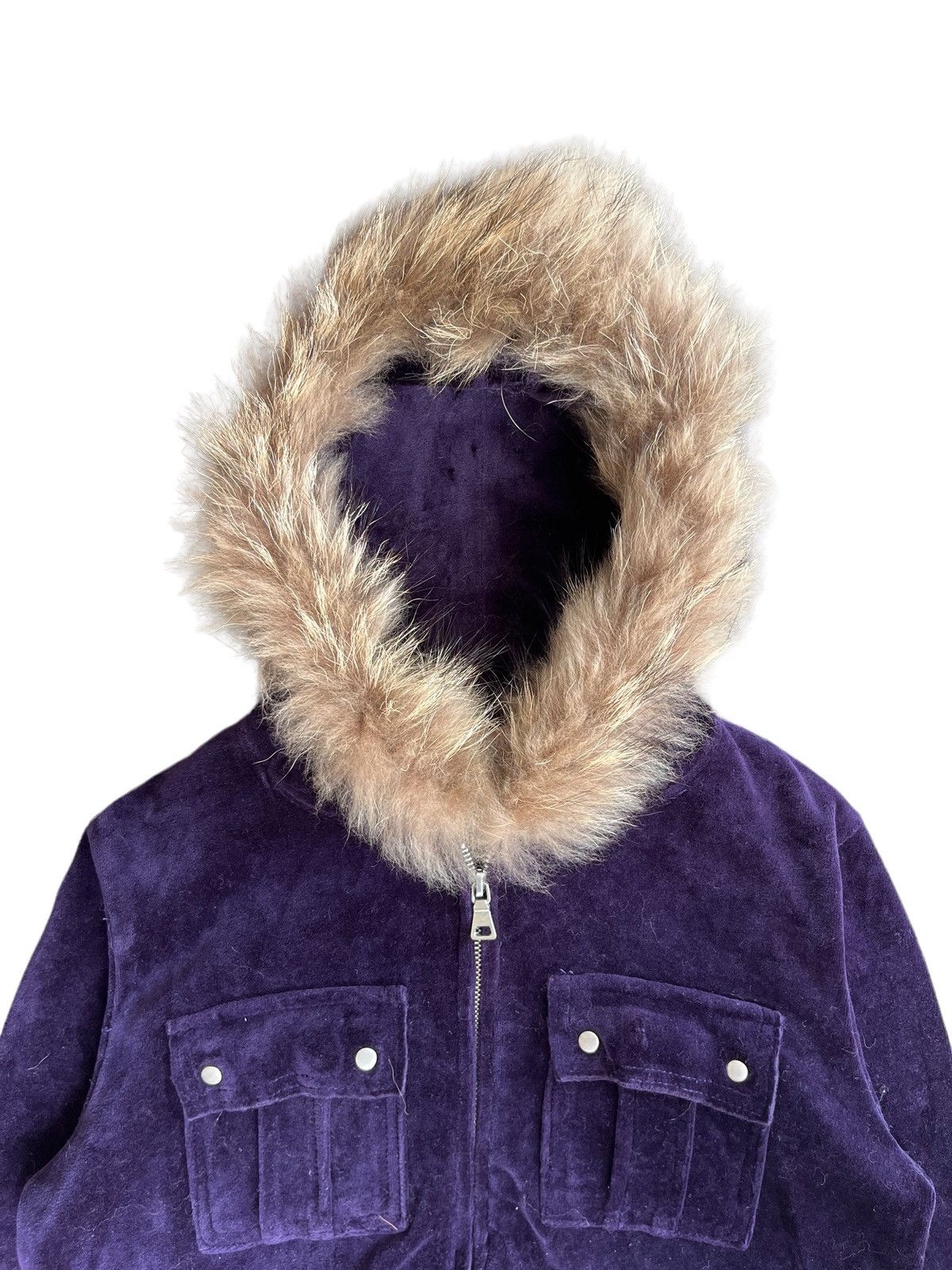 Vintage Japanese Brand LGB Style Velvet Crop Top Fur Hoodie