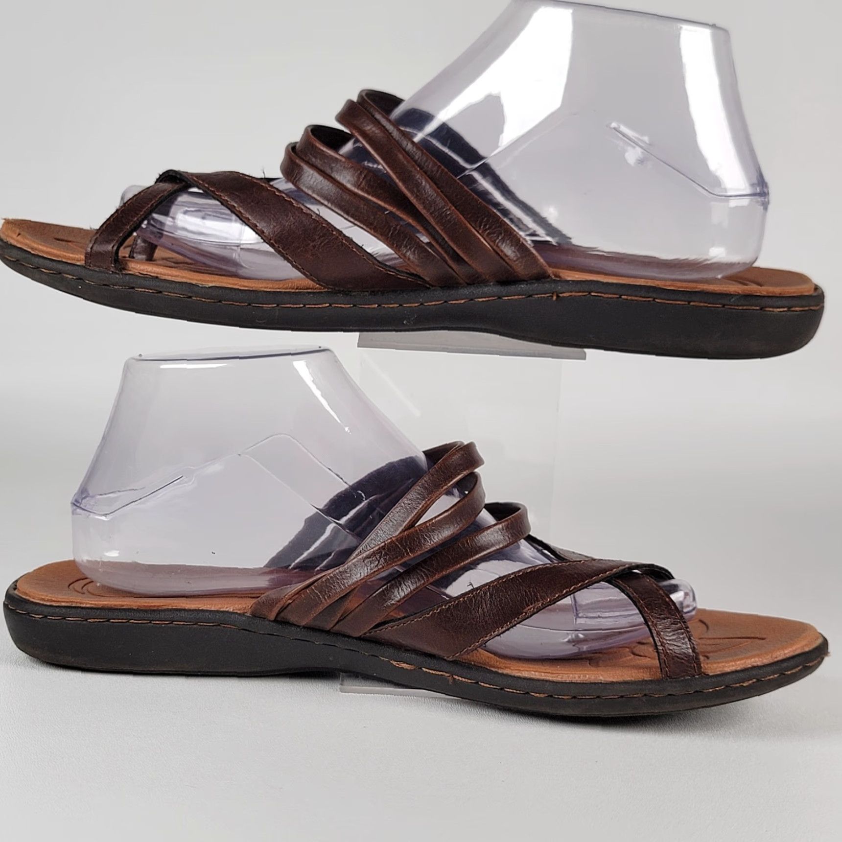 Born VINTAGE Børn B.O.C. Brown Leather Sandals Women's 11 M Slid e Casual, Travel, Party/Cocktail Brown Leather Slide Womens 11 M Size US 11 / IT 41 - 4 Thumbnail
