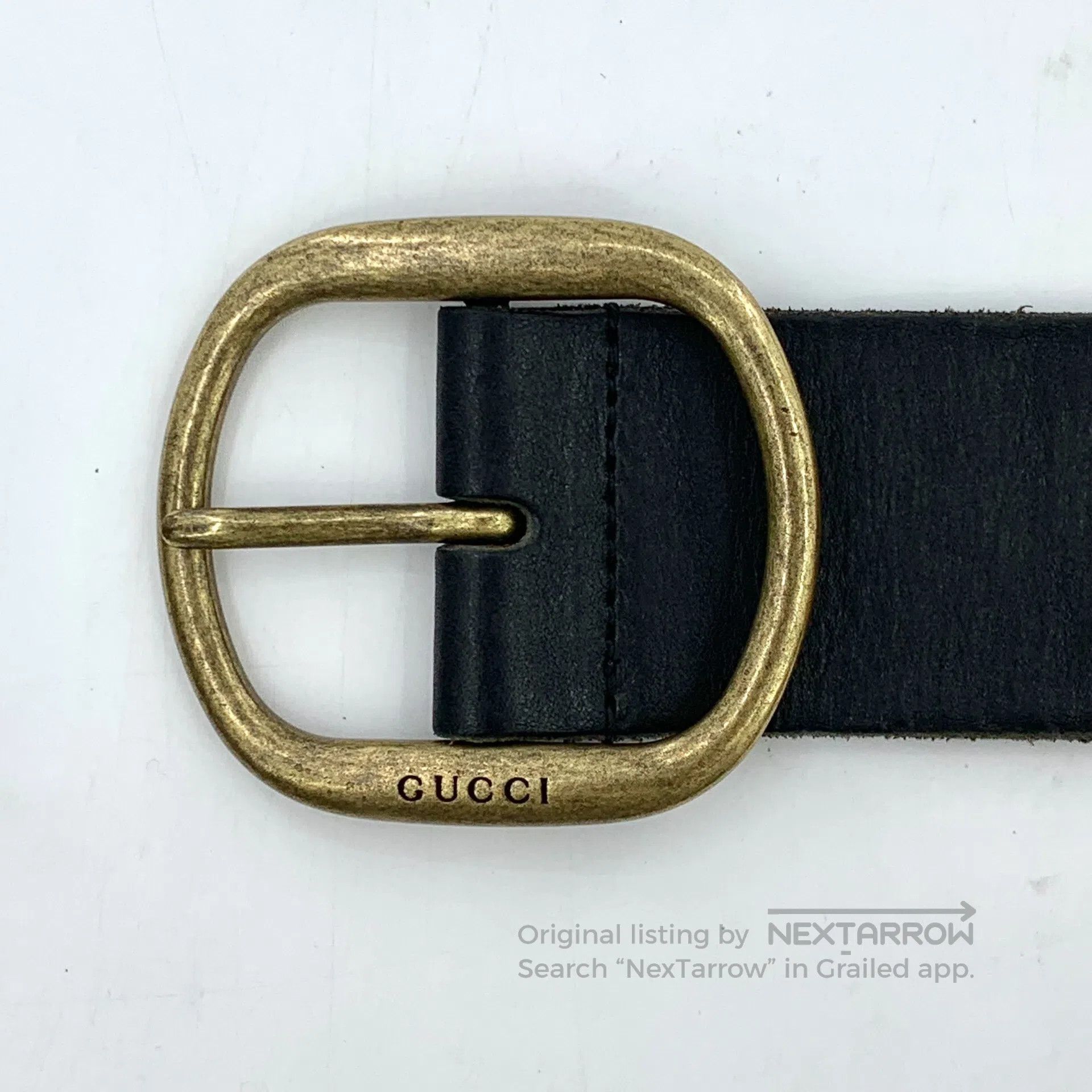 Gucci Guicci Black Vintage Leather Square Buckle Weaved Belt| Size ONE SIZE - 7 Thumbnail