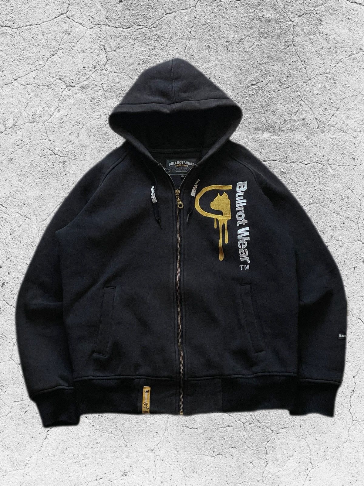 Vintage Bullrot Wear og hiphop zip hoodie big logo embroidery | Grailed
