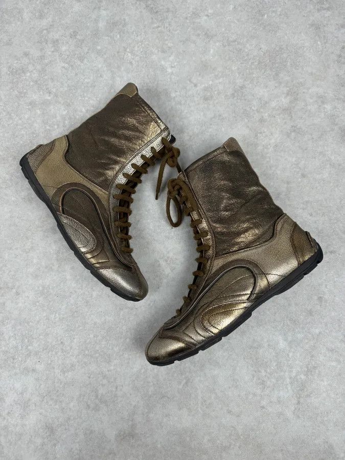 Prada 2000s Prada Golden Boxer Leather Ankle Boots Size US 7 / IT 37 - 4 Thumbnail