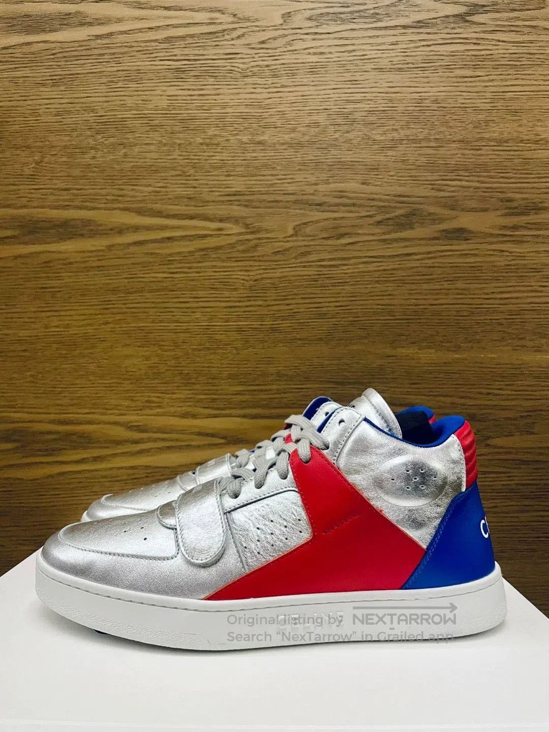 Celine Silver High-Top Sneakers with Red/Blue Accents. Size US 8 / EU 41 - 3 Thumbnail