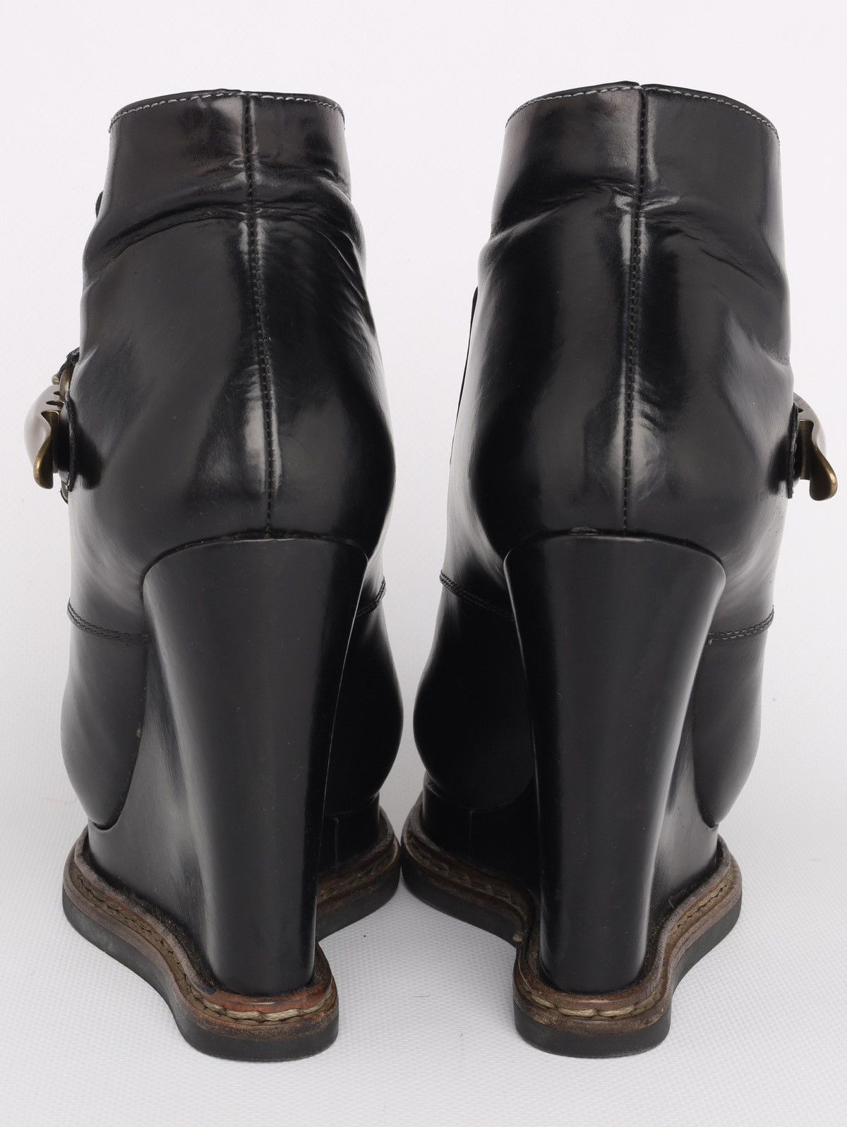 Jil Sander Jil Sander Leather Black Hi Heel Boots Platform Wedge Buckle Size US 6 / IT 36 - 13 Thumbnail