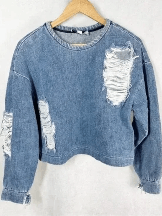 Other Ksenia Schnaider FW 2018 RTW Distressed Denim Sweater Size S / US 4 / IT 40 - 8 Thumbnail