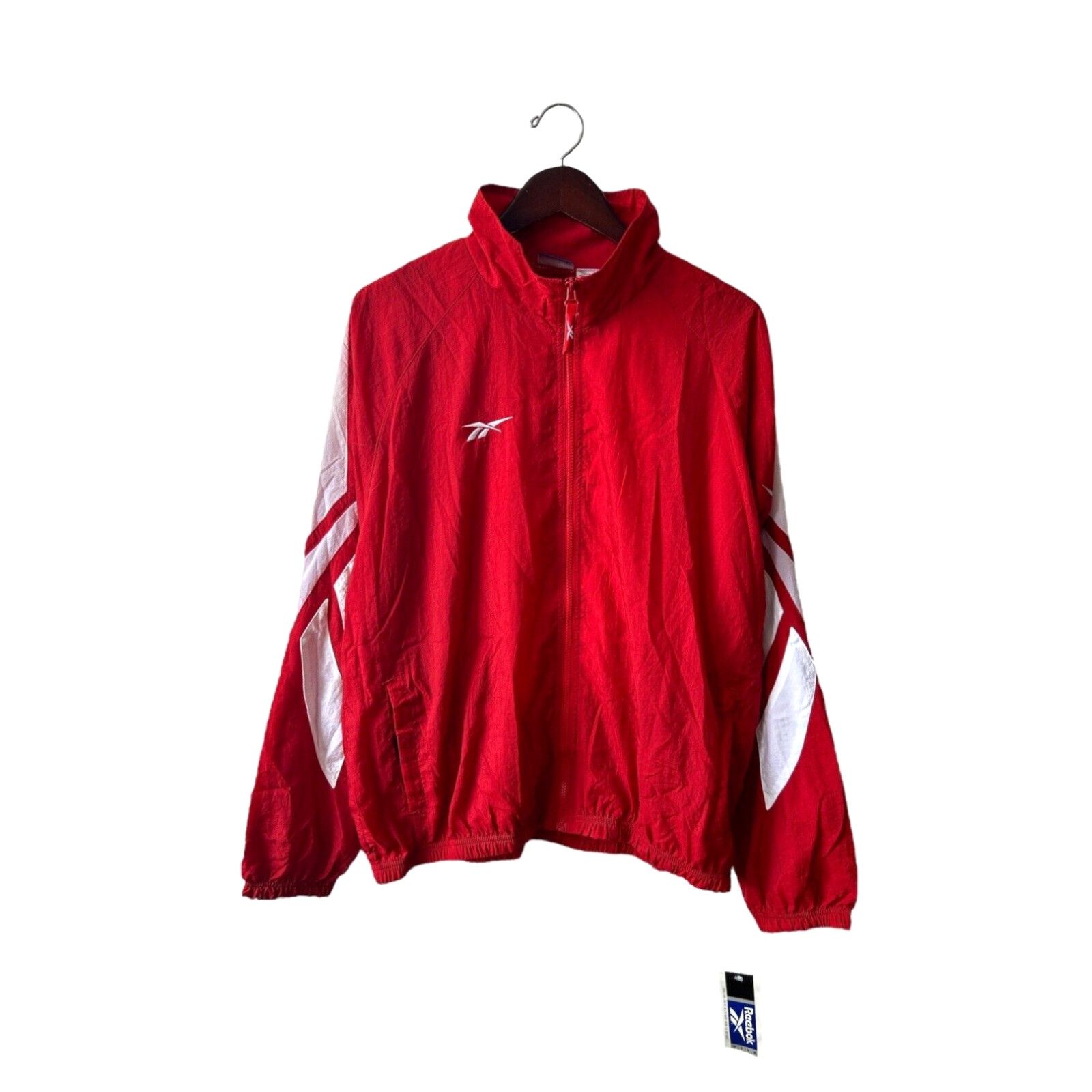 image of Vintage Reebok Vector Windbreaker Lightweight Jacket Mens Size Large Nos NWT 90's in White
