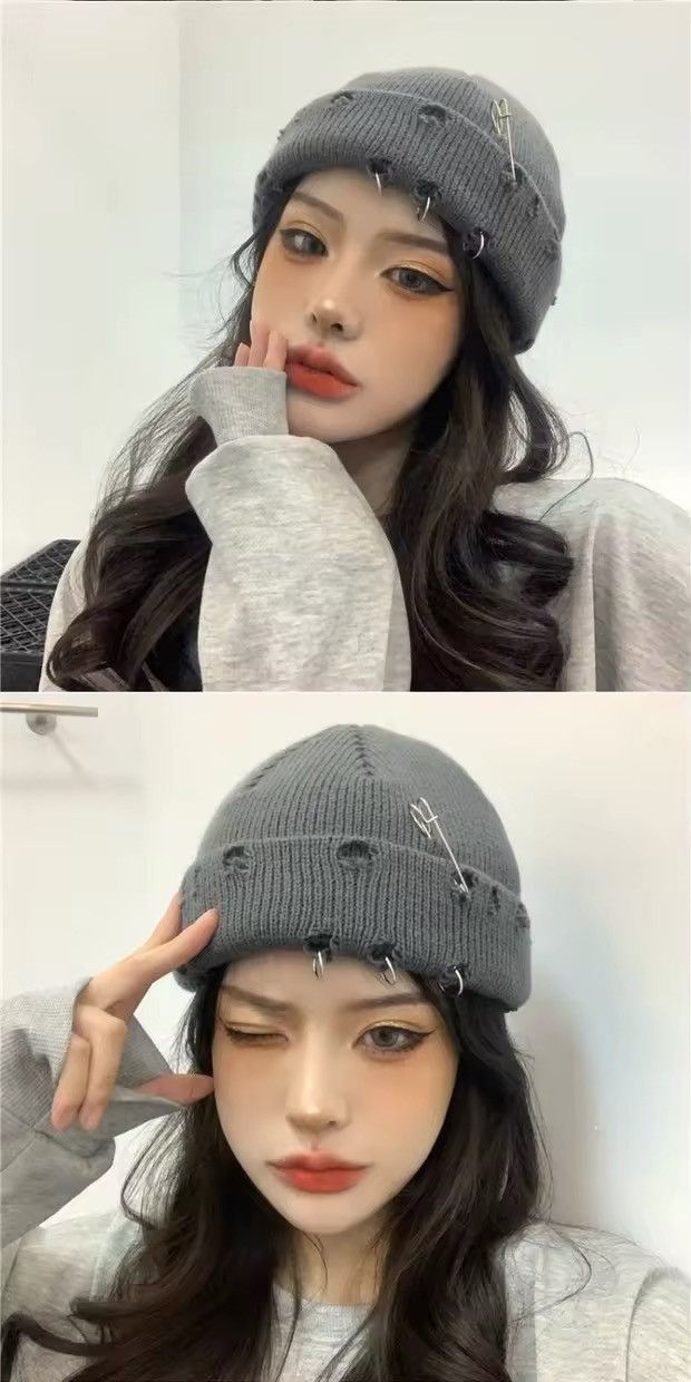 Jewelry × Vintage Y2K Knitted Hat Women Fashion Warm Thick Size ONE SIZE - 2 Thumbnail