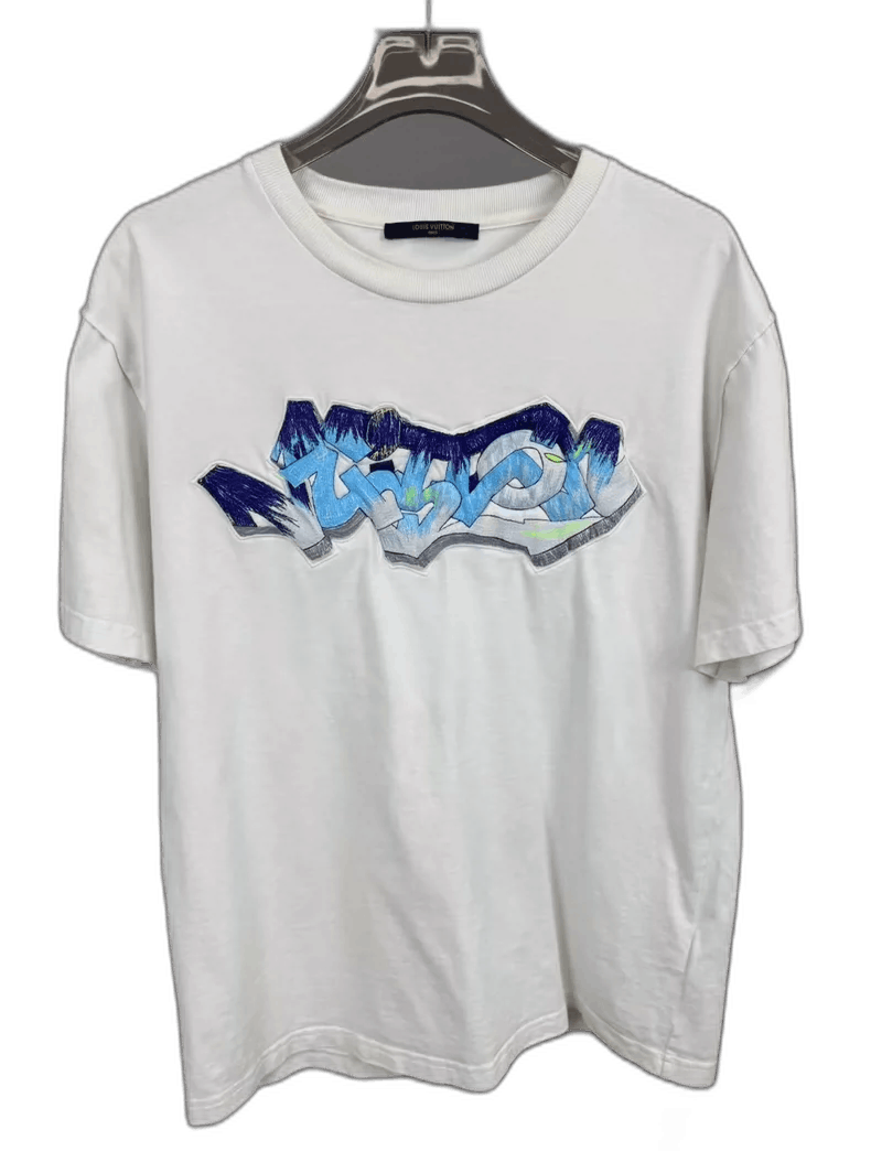 Louis Vuitton Louis Vuitton White Graffiti Embroidered T-Shirt-yf Size US L / EU 52-54 / 3 - 1 Thumbnail