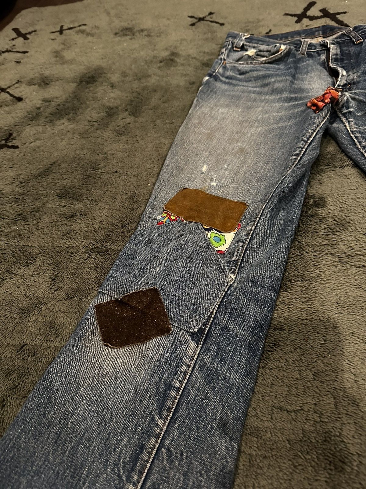Levi's × Vintage Vintage 70’s Patchwork Big E Flared Orange Tab Levis Size US 29 - 15 Thumbnail