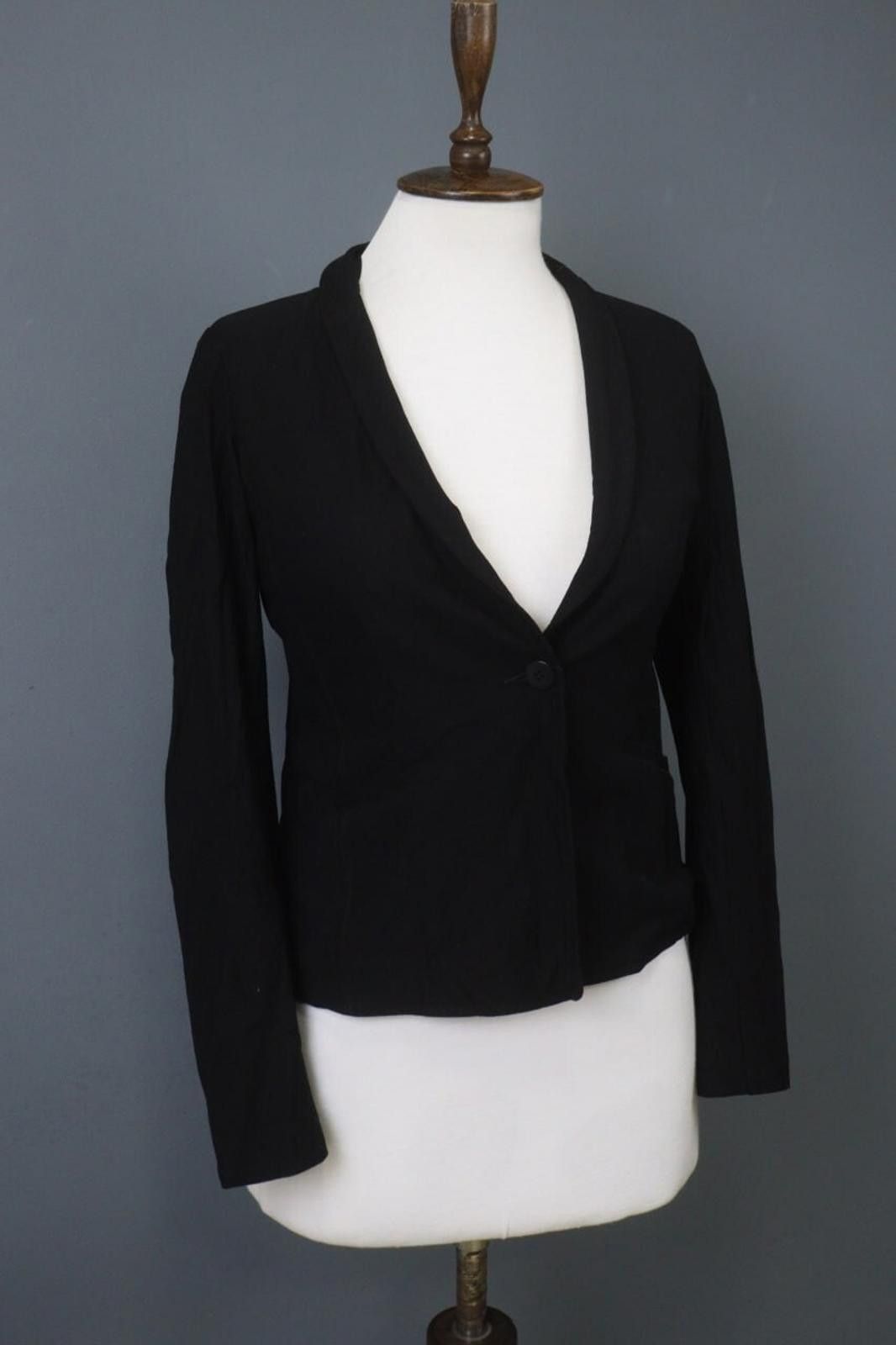 Eileen Fisher Eileen Fisher Black Viscose Blend Blazer Jacket Size PP Size M / US 6-8 / IT 42-44 - 9 Thumbnail