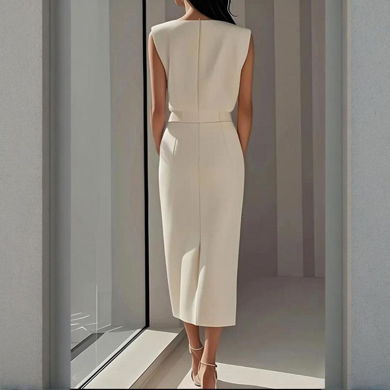 Other Women's Round Neck Short Sleeve Dress With Side Slit Pockets Size L / US 10 / IT 46 - 3 Thumbnail