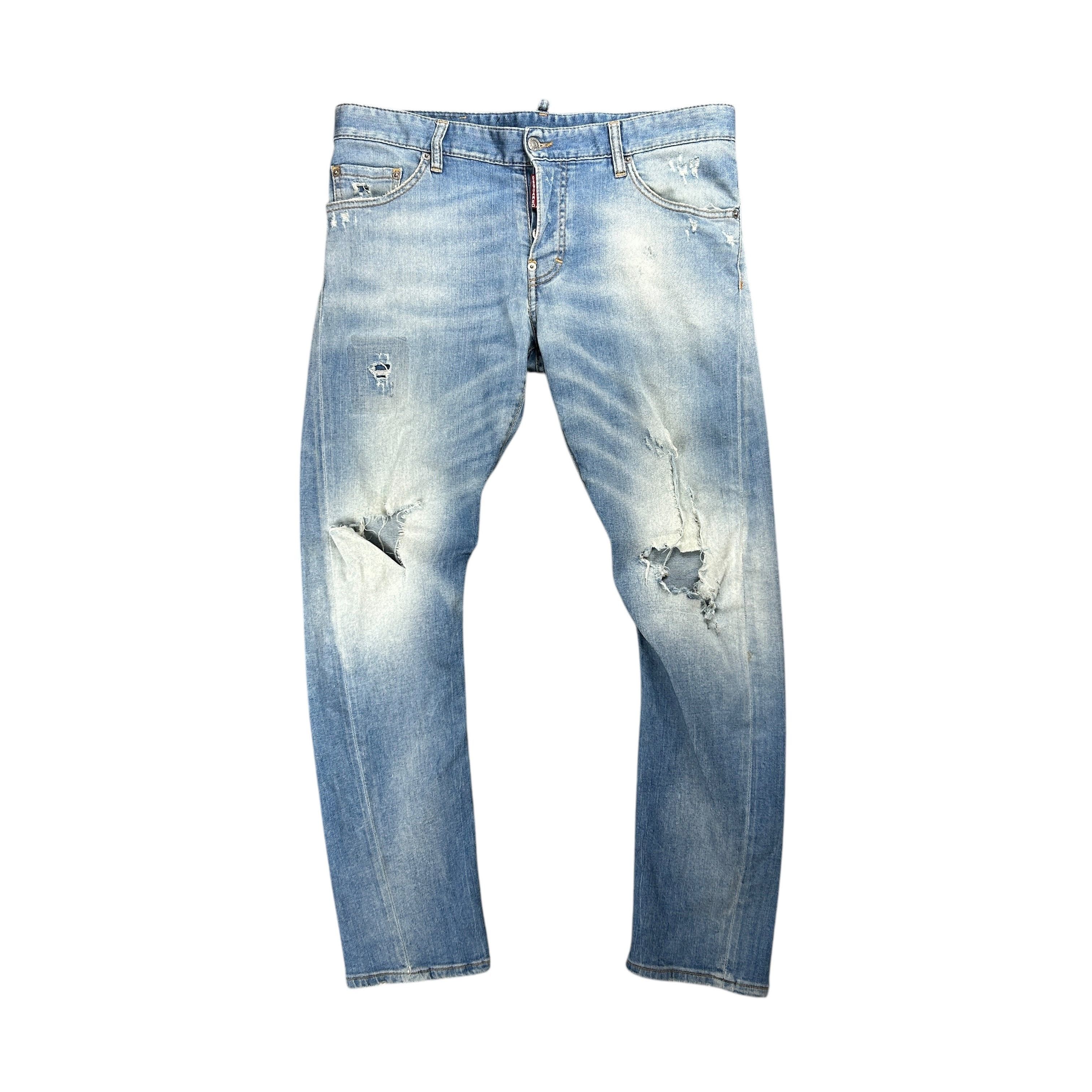Dsquared2 Dsquared2 Twisted Leg Light Wash Blue Denim Jeans Ripped 50 Size US 34 / EU 50 - 1 Thumbnail