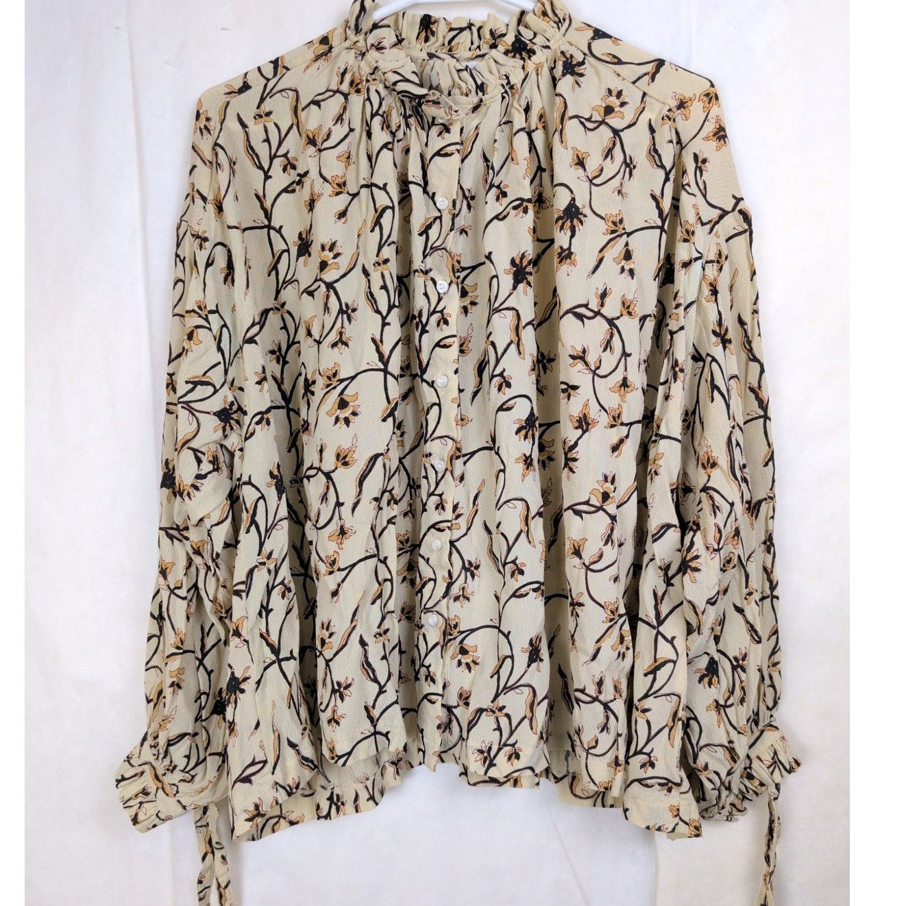 DOEN Doen floral ruffle collar tie sleeve button up top Size Sm Size S / US 4 / IT 40 - 3 Thumbnail