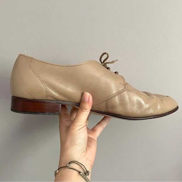 Vintage Vintage Taupe Leather Oxford Shoes - 10.5, Canada 🇨🇦 Size US 10.5 / EU 43-44 - 3 Thumbnail