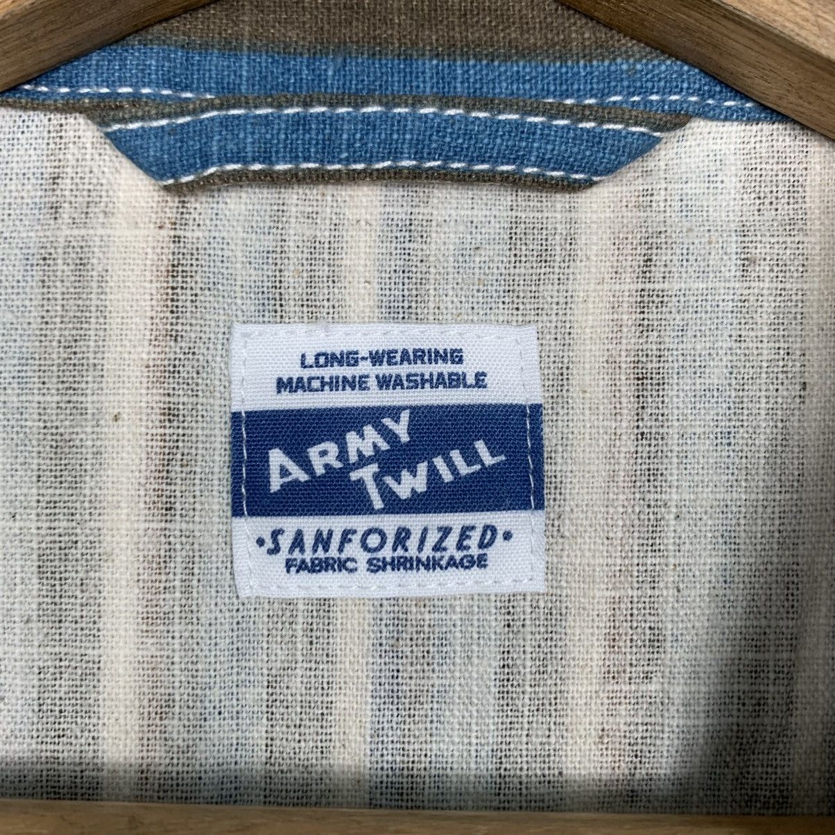 Vintage ☀️Nice design Army Twill stripe sanforized button jacket Size US L / EU 52-54 / 3 - 13 Thumbnail