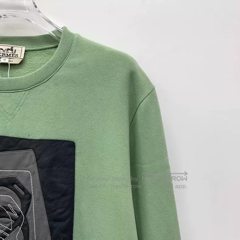 Hermes Hermes Green leather patch cotton round-neck long-sleeve s Size US M / EU 48-50 / 2 - 3 Thumbnail