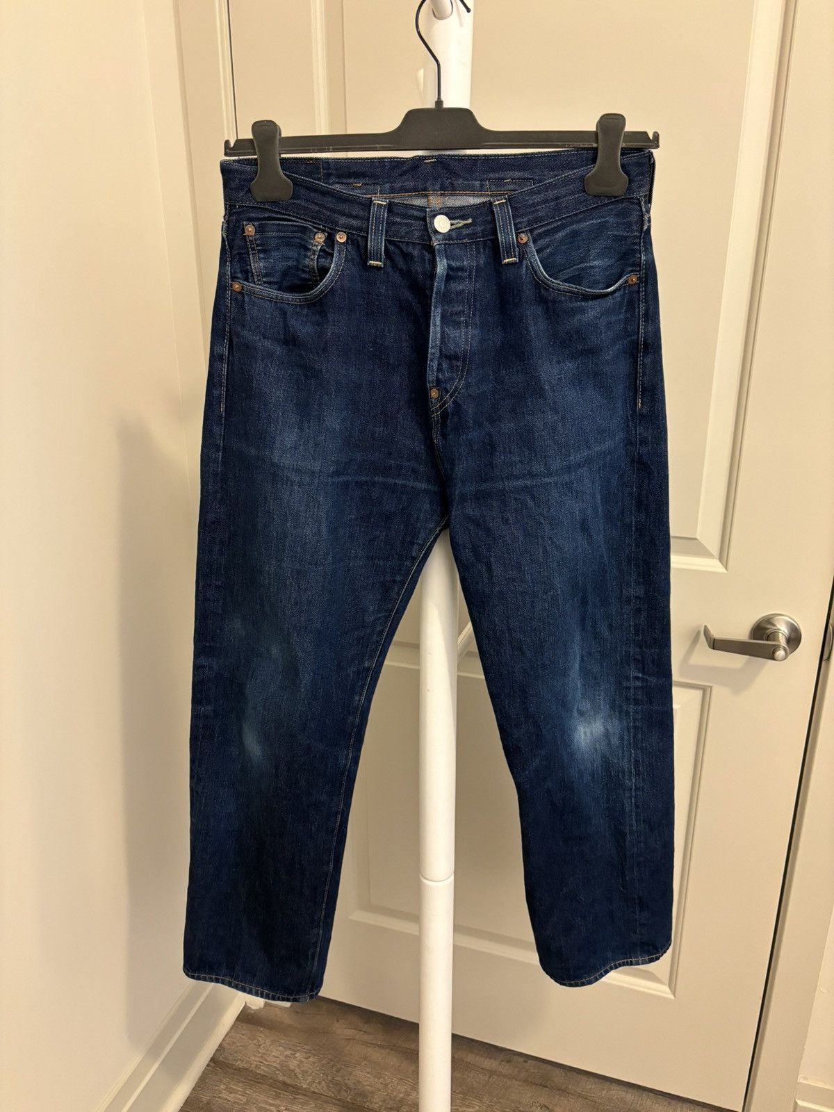 image of Levis Vintage Clothing Levi’S Vintage Clothing 1937 501 Stf Raw Selvedge Denim in Blue (Size 33)