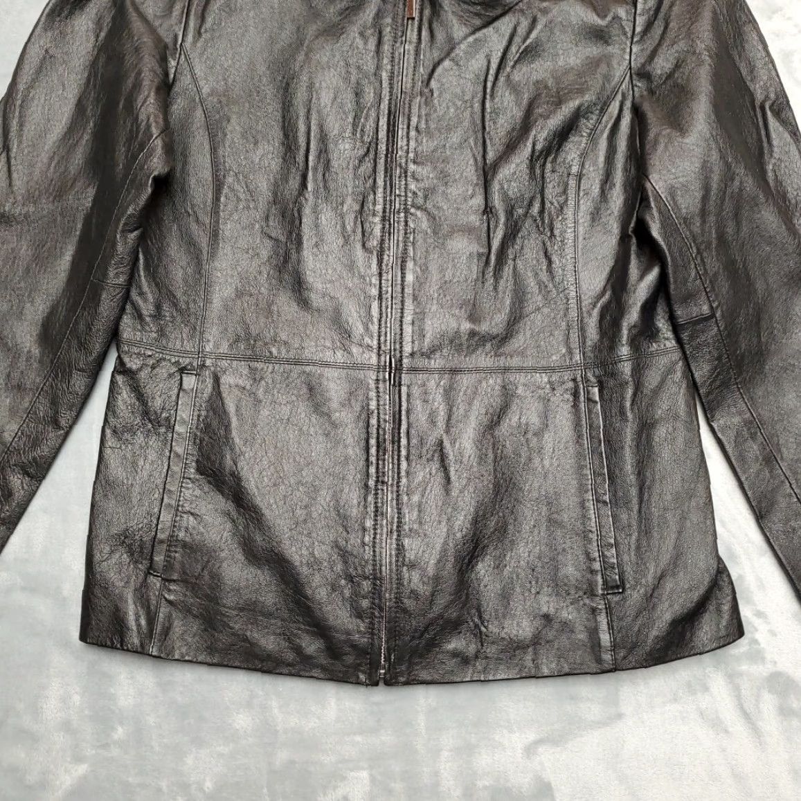 Worthington VINTAGE Worthington Jacket Womens Medium Black Genuine Leather Classic Moto Minimalist Size M / US 6-8 / IT 42-44 - 3 Thumbnail
