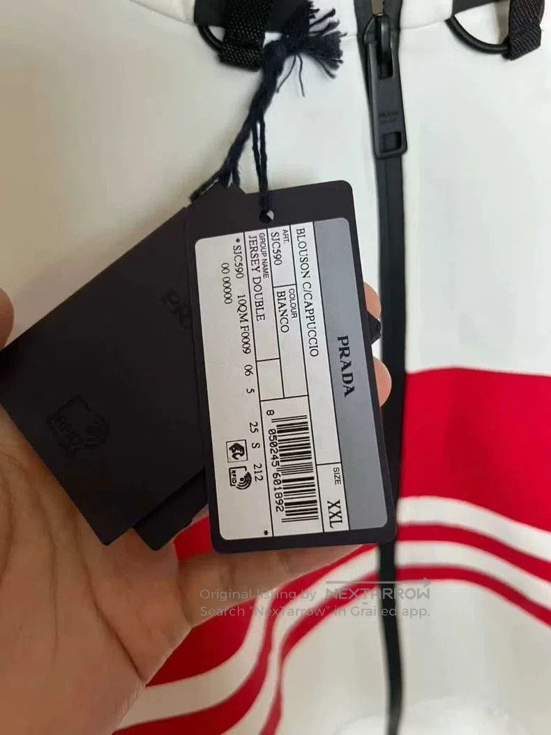 Prada Prada White Red Stripe Zip Hoodie. Size US XXL / EU 58 / 5 - 3 Thumbnail