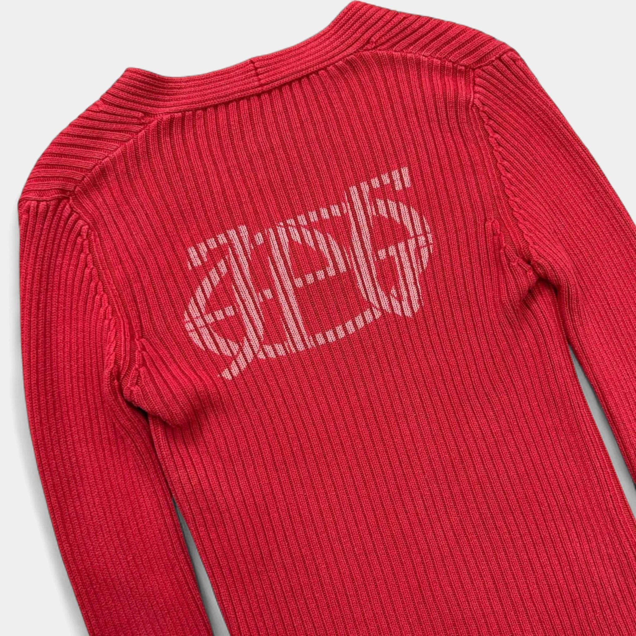 Jean Paul Gaultier Jean Paul Gaultier 90s Red V-Neck Logo Sweater Size S / US 4 / IT 40 - 4 Thumbnail