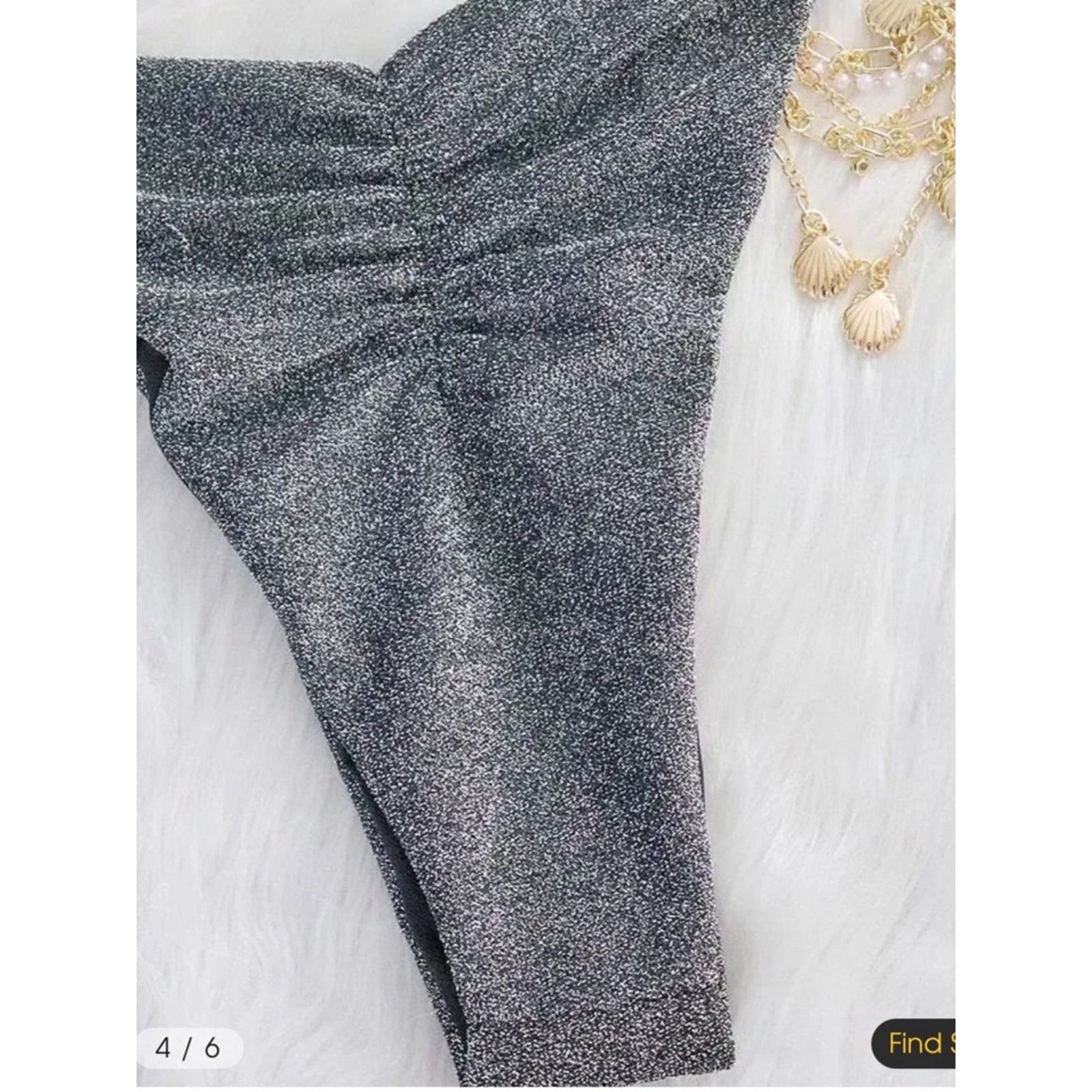Other Sparkling Silver Two-Piece Bikini with Gold Charm Accents M Size ONE SIZE - 6 Thumbnail