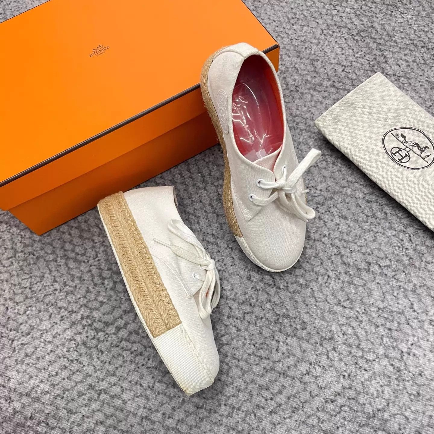 Hermes Hermes white platform canvas sneakers 36.5 Size US 6 / IT 36 - 3 Thumbnail