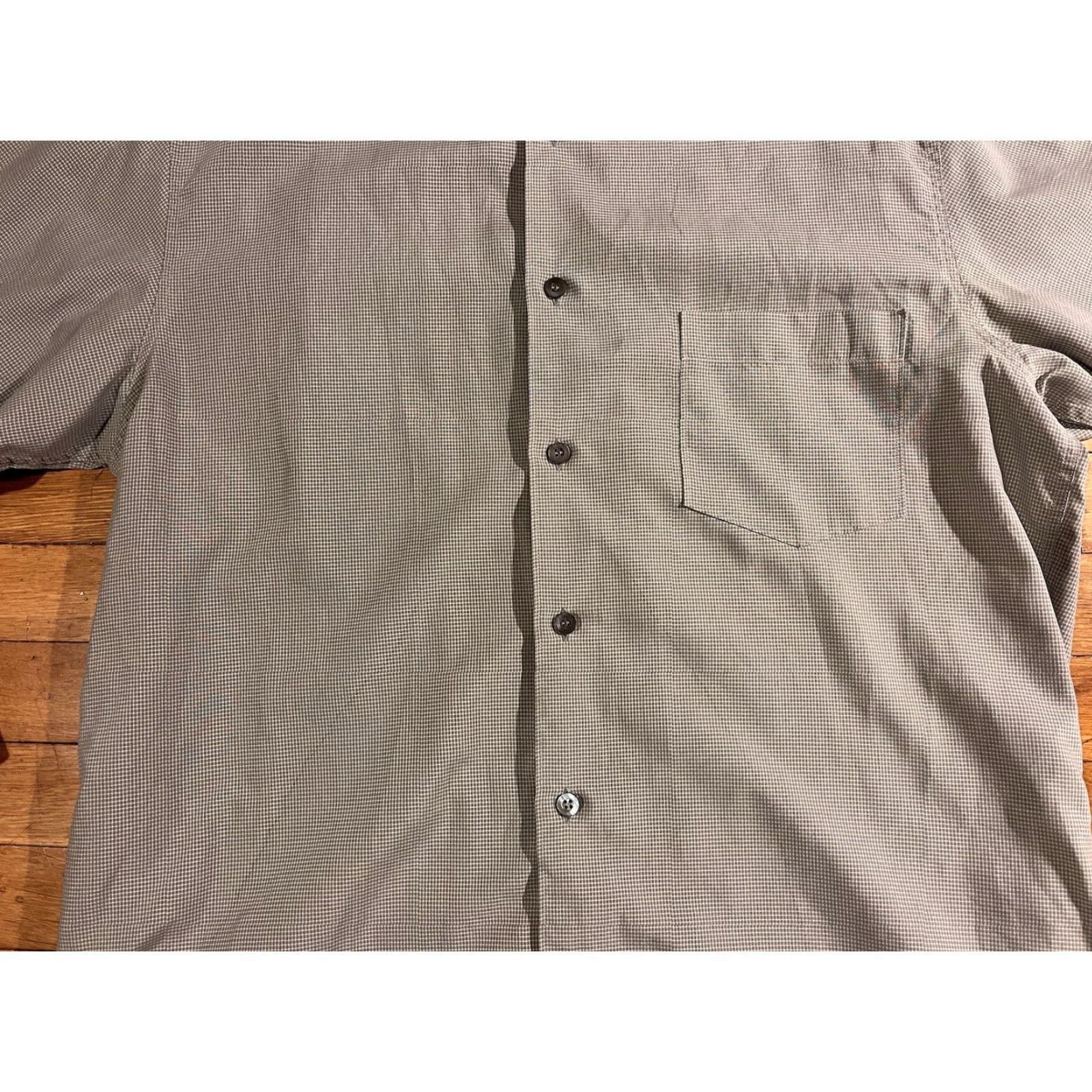Ermenegildo Zegna VINTAGE Ermenegildo Zegna Shirt Men’s Large Gray Check Button-Up Casual Knit Pocketed 44” Chest Regular Fit Mens Size US L / EU 52-54 / 3 - 3 Thumbnail
