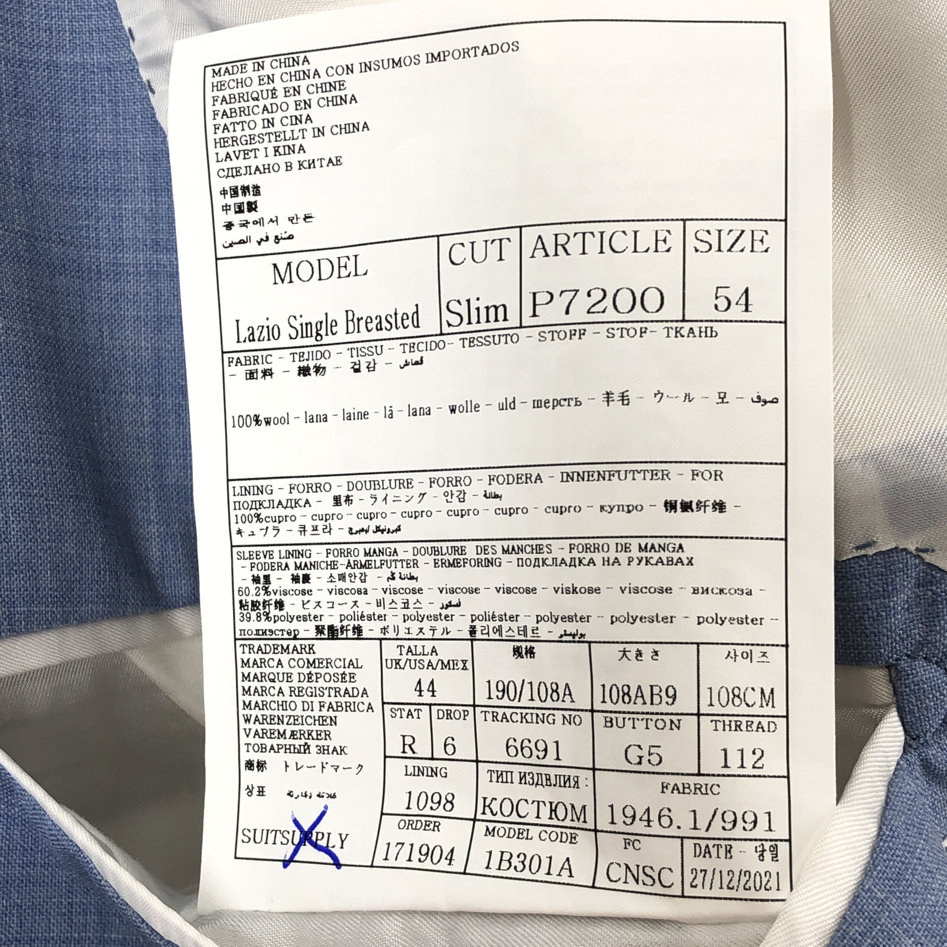 Suitsupply Lazio Single Breasted Wool Blazer Size EU:54; UK:44; US:44S Size 44S - 9 Thumbnail
