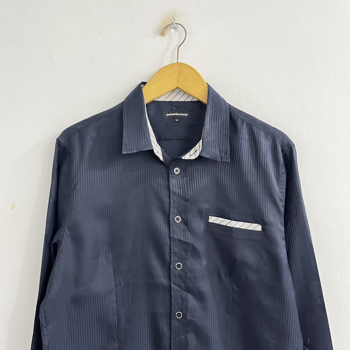semanticdesign Semanticdesign - Darknavy Striped Clean Button Up Size US L / EU 52-54 / 3 - 2 Thumbnail