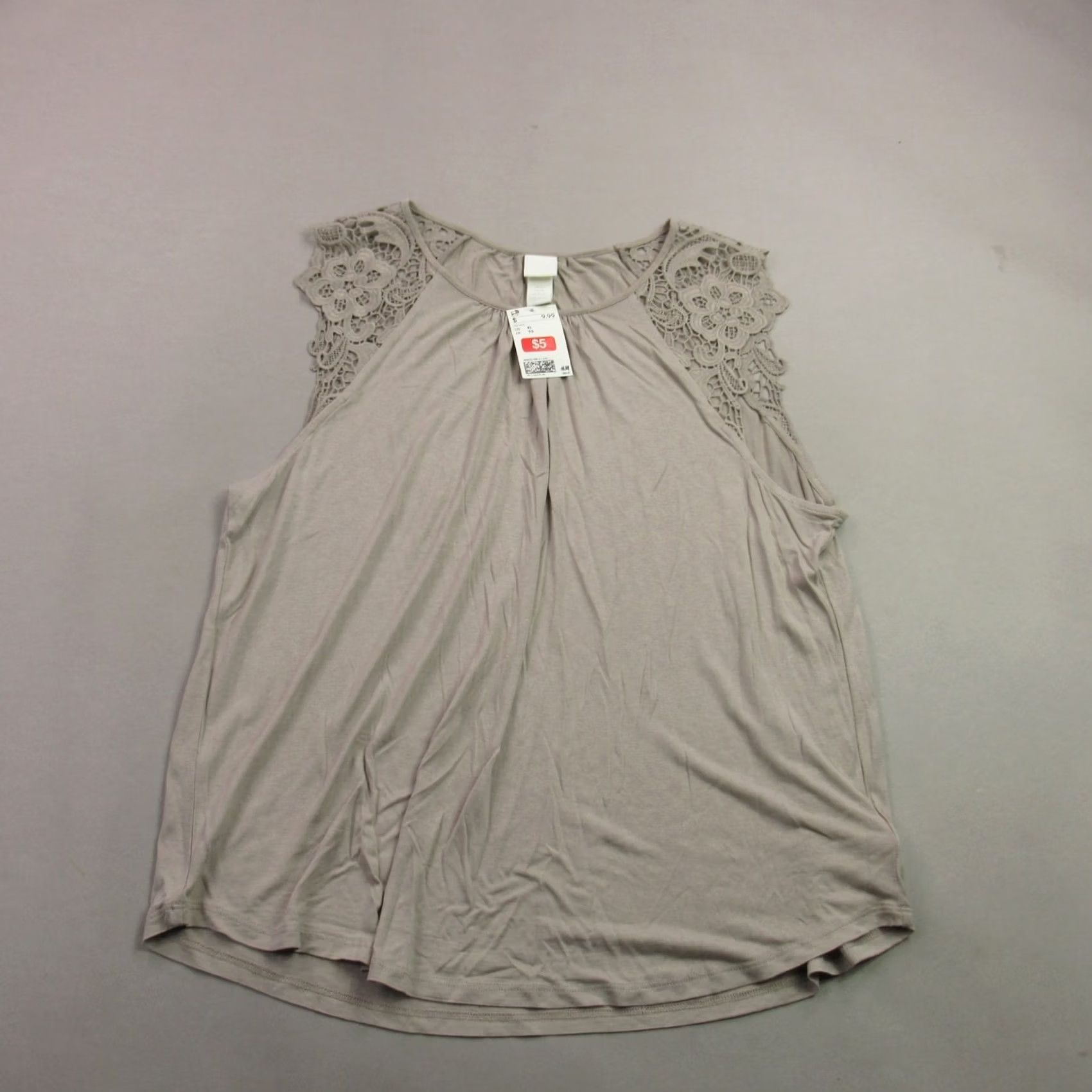 H&M H&M Shirt Womens XL Short Sleeve Crew Neck Pullover Lightweight Beige Top Size XL / US 12-14 / IT 48-50 - 2 Thumbnail