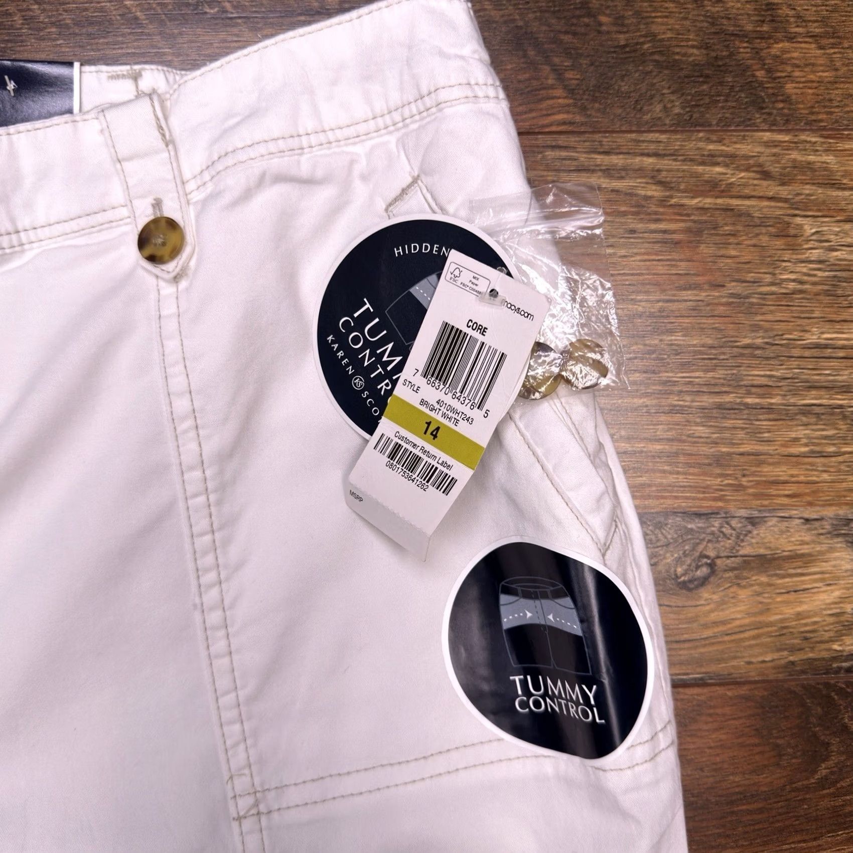 Vintage Karen Scott Capri Pants Womens 14 White High Rise Stretch Twill Straight Leg Jeans? (Note: "Jeans" not in original; keep as Pants) Size 36" / US 14 / IT 50 - 4 Thumbnail