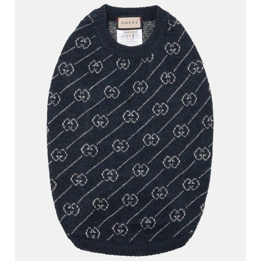 Gucci New Authentic Gucci GG Logo Dog Wool Sweater Vest Blue Size Size S / US 4 / IT 40 - 1 Thumbnail