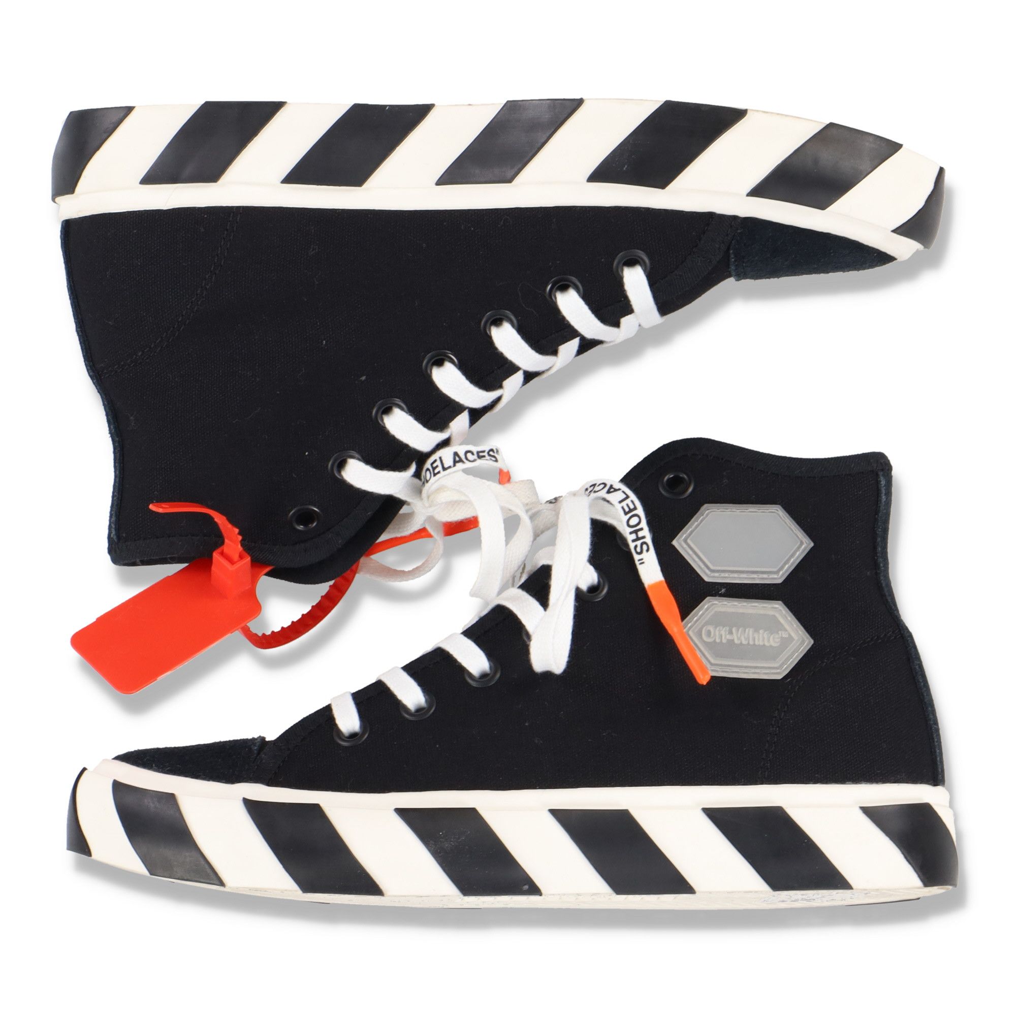 Off-White Black Vulcanised Striped Logo Hi-top Trainers Size US 7 / EU 40 - 4 Thumbnail