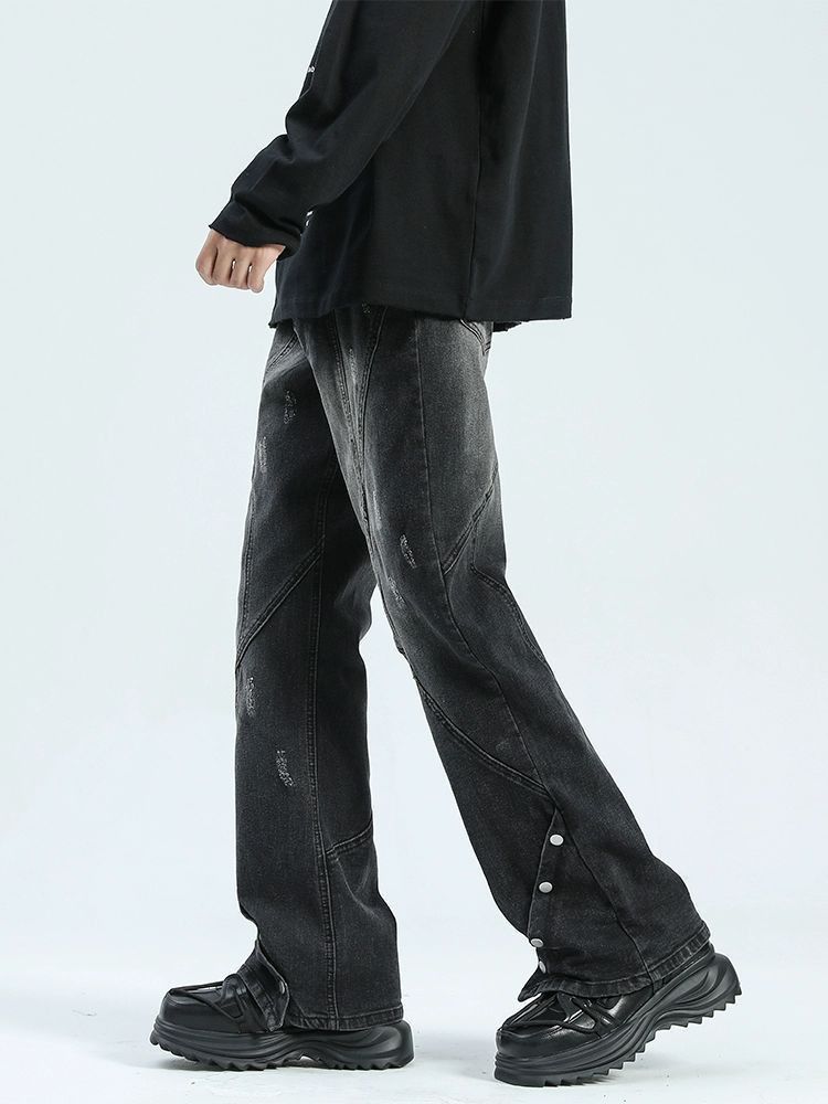 Japanese Brand Street black men's retro loose straight bootcut jeans Size US 32 / EU 48 - 3 Thumbnail