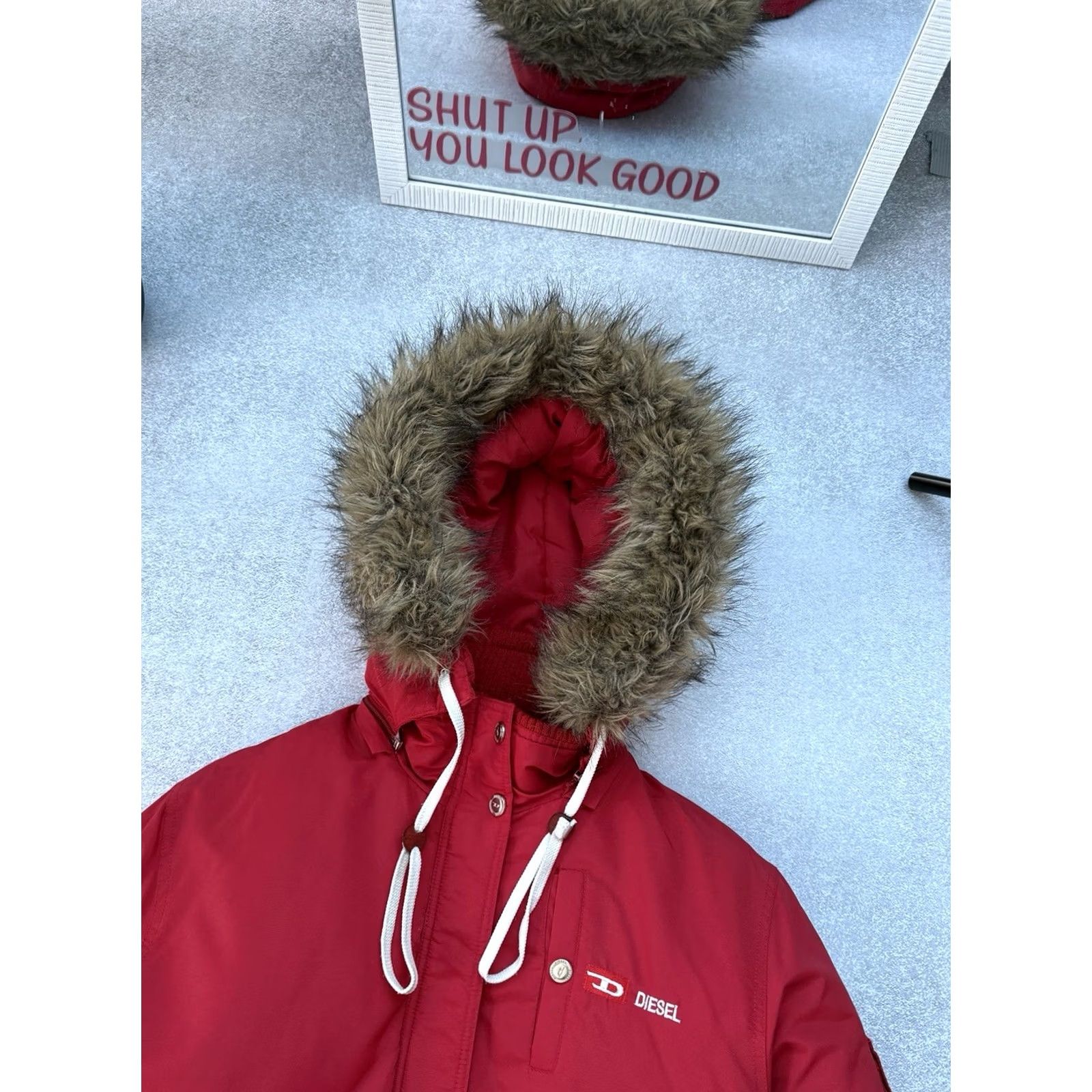Diesel VINTAGE Diesel Bomber Jacket Unisex S Red Nano Nylon Faux Fur Y2K Japan Style 90s City Diesel Japan Style Size US S / EU 44-46 / 1 - 5 Thumbnail