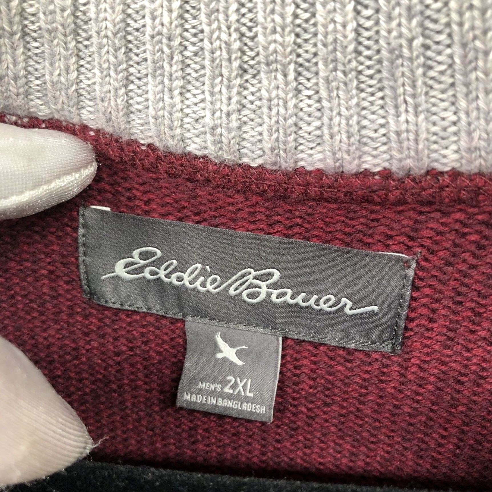 Eddie Bauer VINTAGE Eddie Bauer 1/4 Zip Sweater Mens 2XL Burgundy Wine Red Cotton Knit Pullover Size US XXL / EU 58 / 5 - 7 Thumbnail