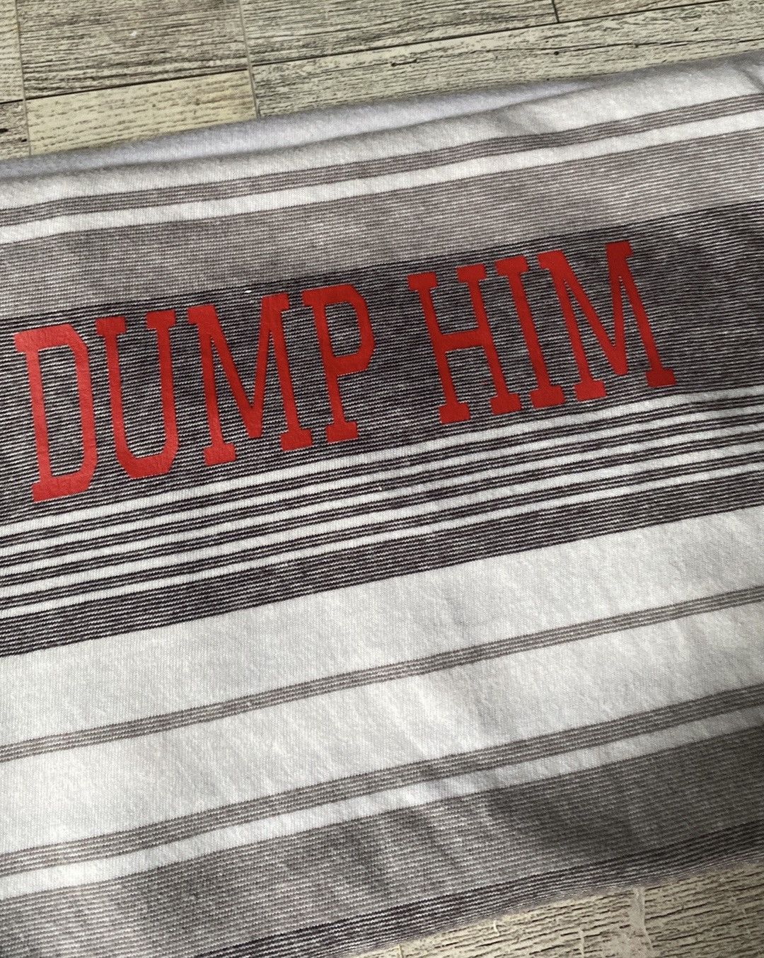 Vintage Vintage Y2K Style, Dump Him, Upcycled Oversized, Striped Tee Size L / US 10 / IT 46 - 11 Thumbnail
