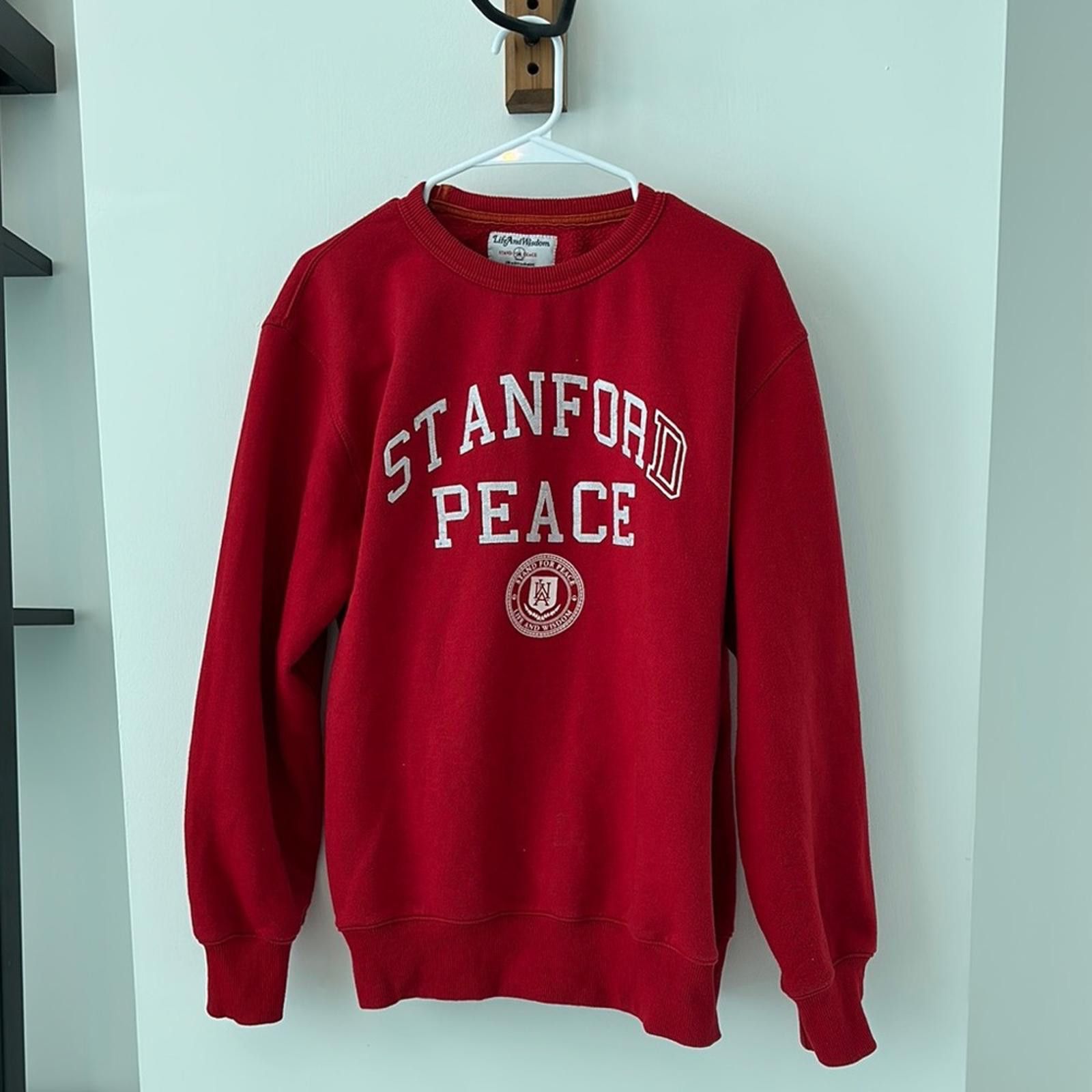 Designer Standford Peace Red Crewneck Sweater Size US M / EU 48-50 / 2 - 1 Thumbnail