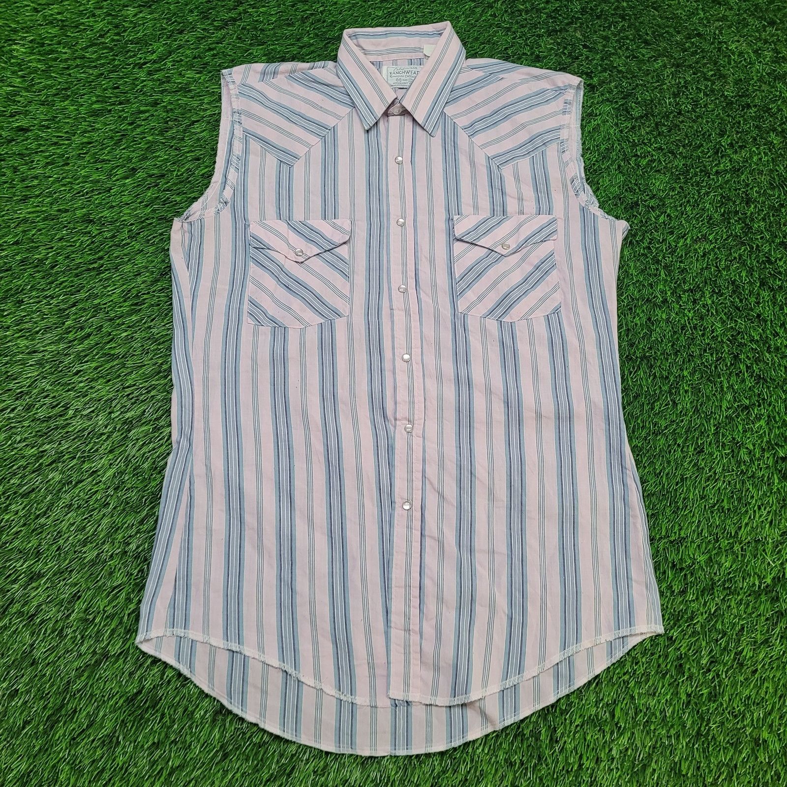 Vintage VTG 70s H Bar C Western Pearl Snap Cut Off Shirt Medium Slim Size US M / EU 48-50 / 2 - 1 Thumbnail
