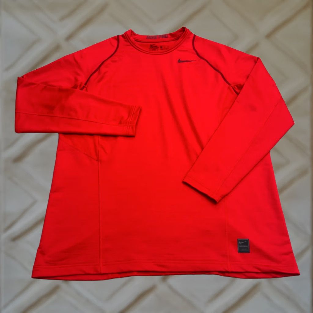 Nike Nike Pro Hyperwarm Fitted Long Sleeve T-Shirt Mens 2XL Red Training Tee Size US XXL / EU 58 / 5 - 1 Thumbnail