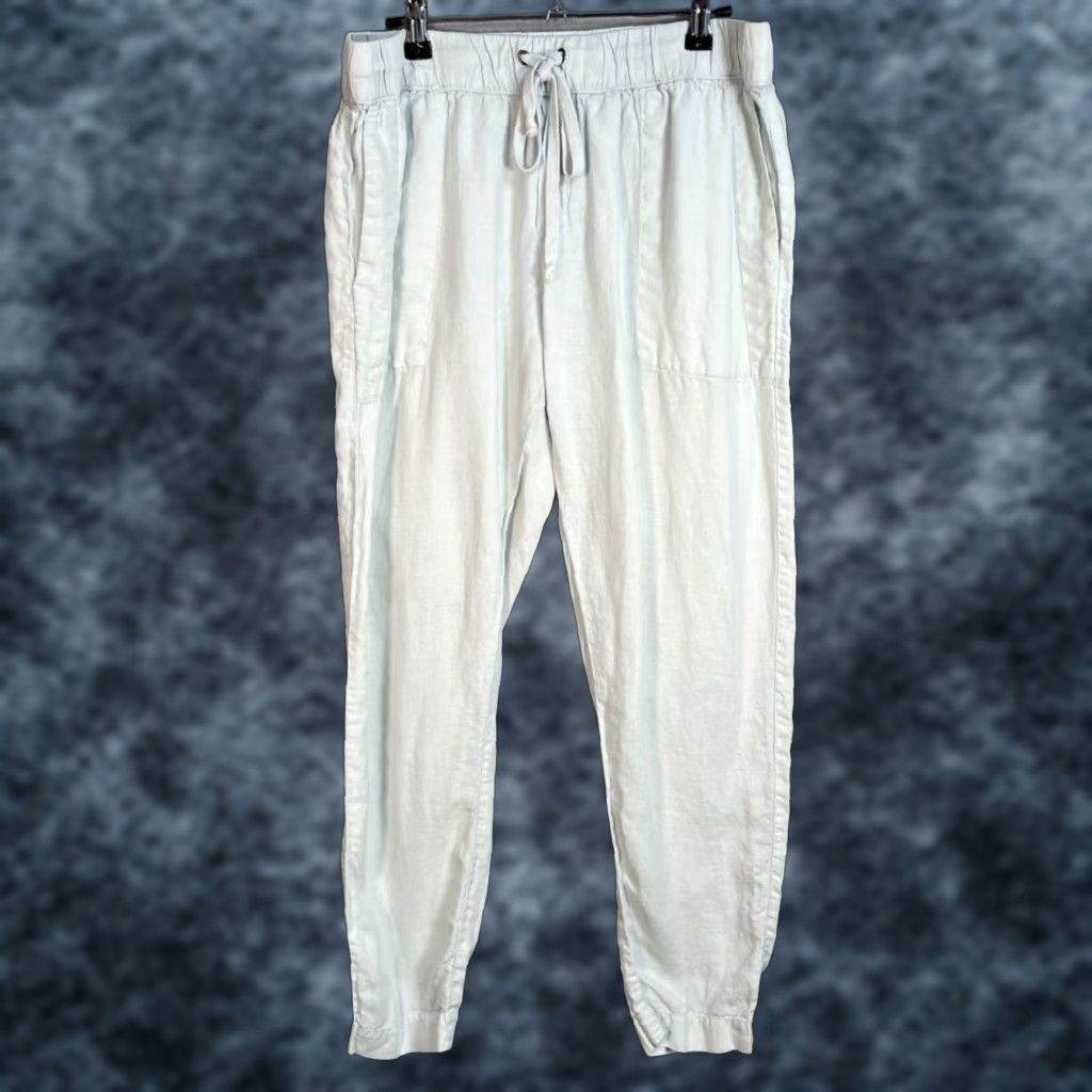 Enza Costa Enza Costa Womens Size 4 100% French Linen Pants Light Blue Elastic Waist Size 27" / US 4 / IT 40 - 1 Thumbnail