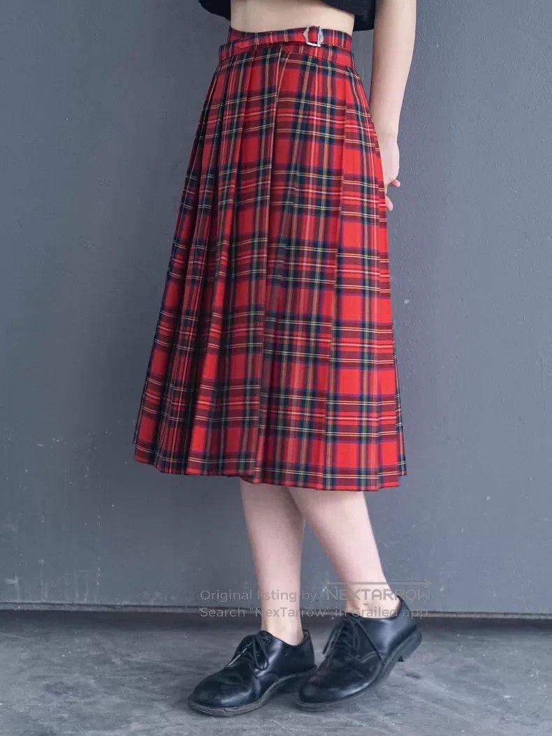 Junya Watanabe Junya Watanabe size F Red plaid wrap-around skirt Size 23" - 6 Thumbnail