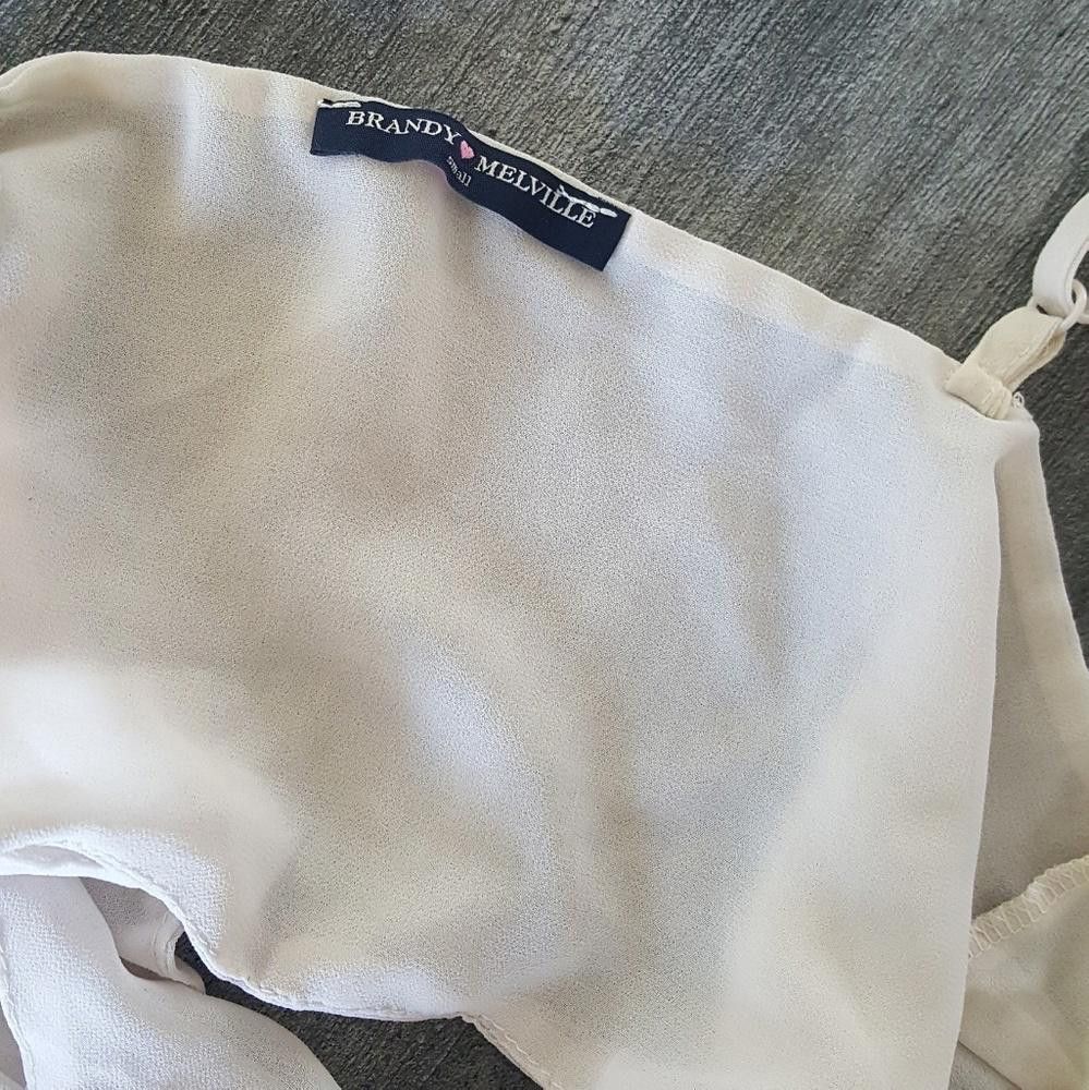 Designer Cream Dressy Melville Cropped Blouse Size ONE SIZE - 4 Thumbnail