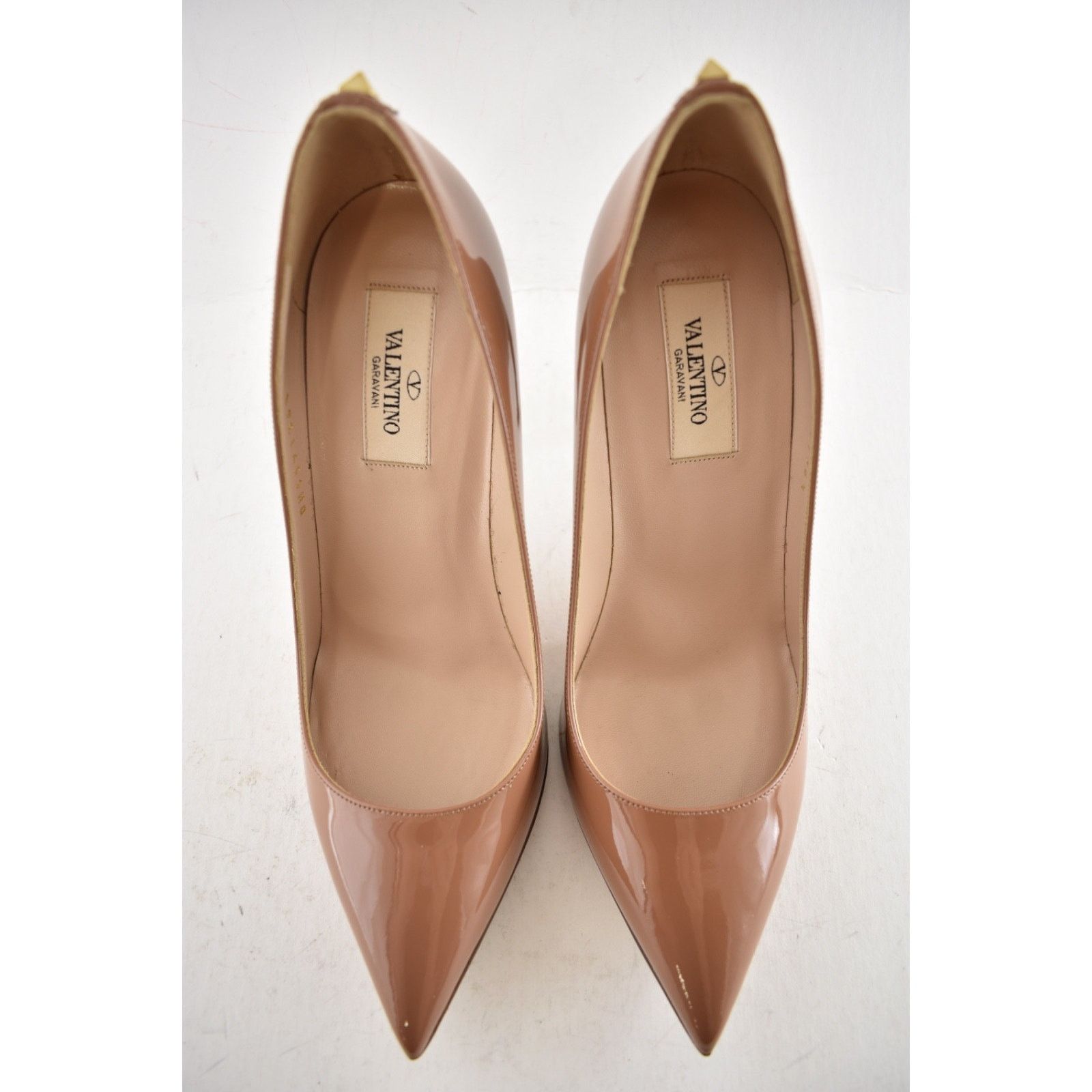 Valentino Valentino Rockstud Dark Nude Beige Patent Leather Size US 6.5 / IT 36.5 - 6 Thumbnail