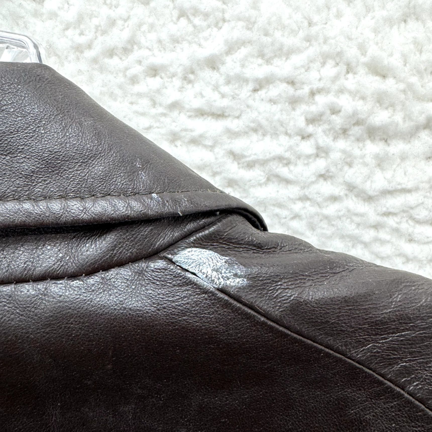 Vintage VINTAGE Y2K Brown Leather Jacket Womens Large XL Button Chic Minimalist Grunge Jacket Size L / US 10 / IT 46 - 6 Thumbnail