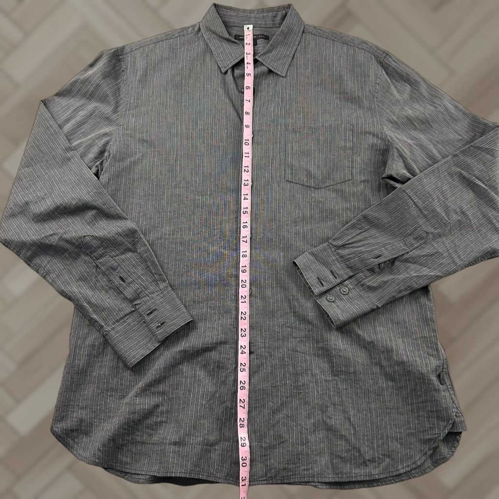 John Varvatos John Varvatos Striped Button-Up Shirt Mens L Gray Long Sleeve Size US L / EU 52-54 / 3 - 1 Thumbnail